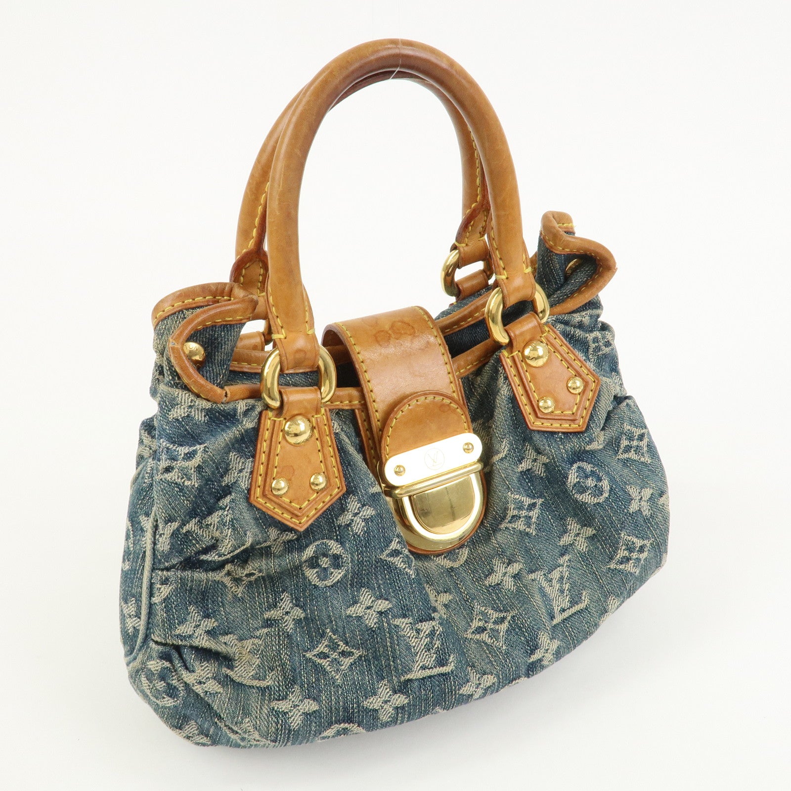 Louis Vuitton Monogram Denim Pleaty Hand Bag Blue M95020
