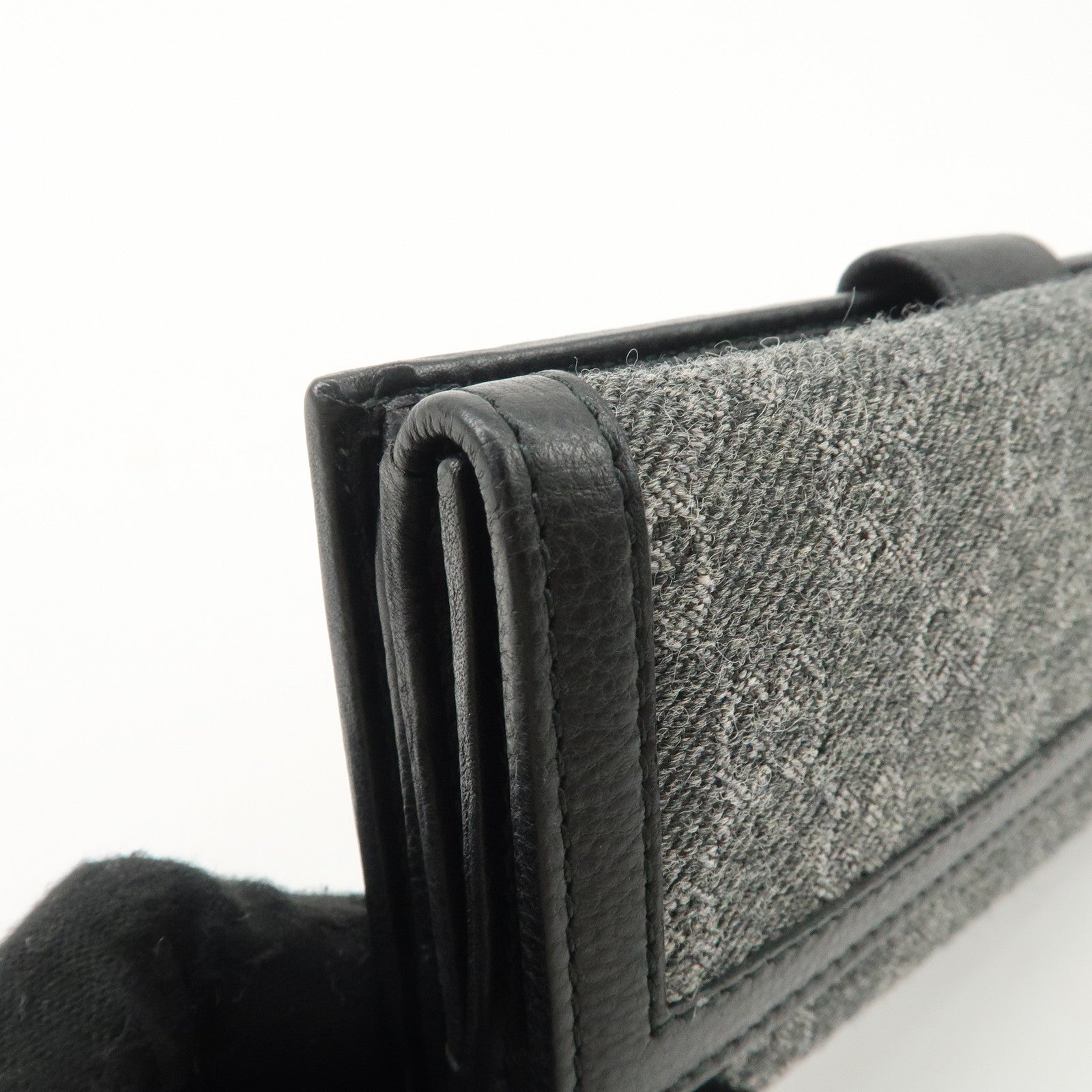 GUCCI Interlocking G Leather GG Wool Long Bi-fold Wallet 269903 Used