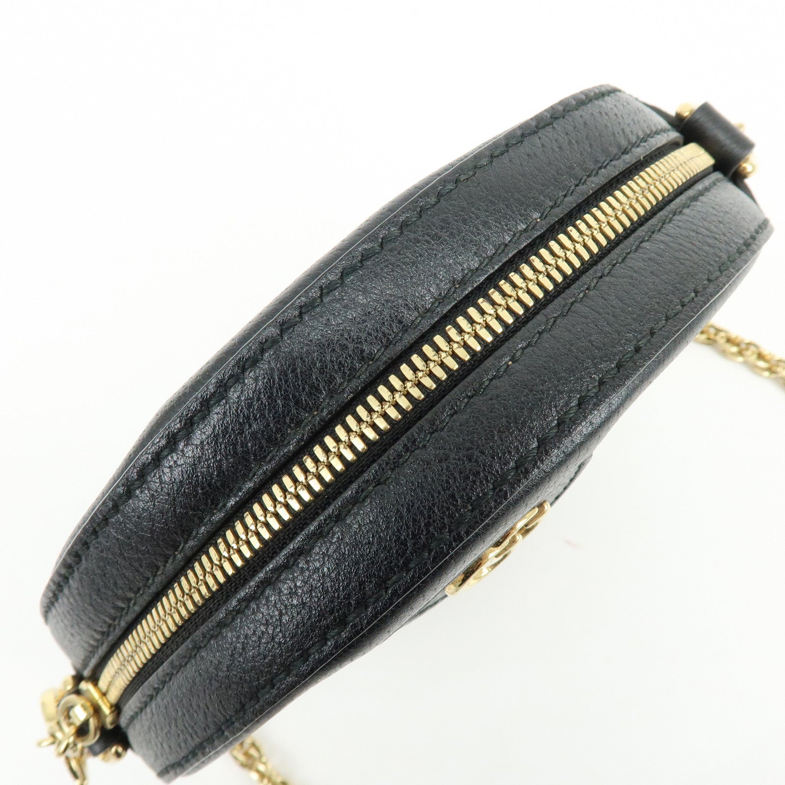 GUCCI Ophidia Sherry Calf Leather Round Chain Shoulder Bag 550618