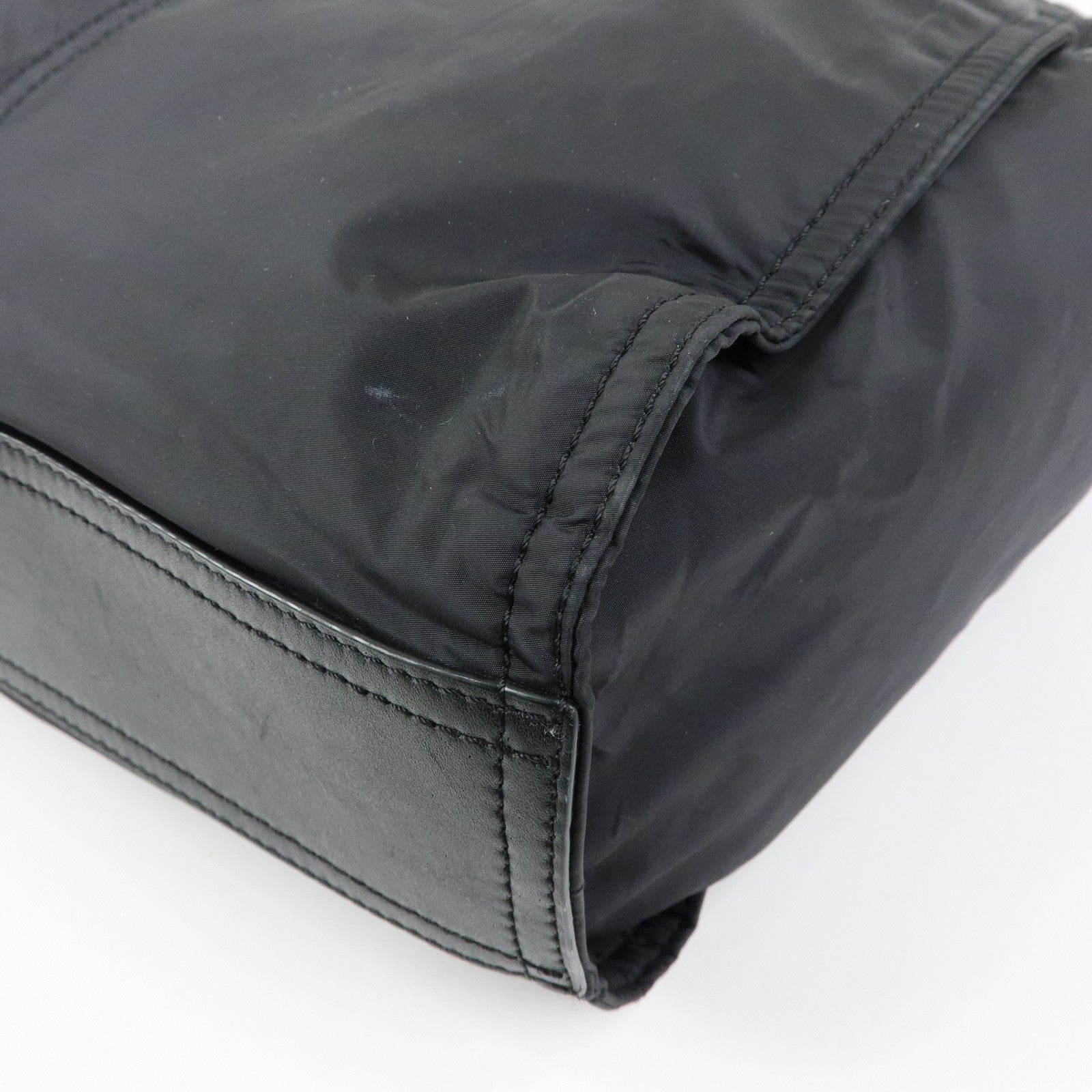 BURBERRY Nylon Leather Tote Bag Shoulder Bag Black