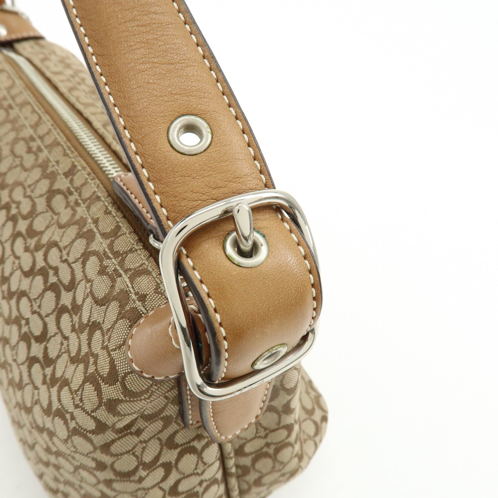 COACH Signature Canvas Leather Hand Bag Shoulder Bag Brown