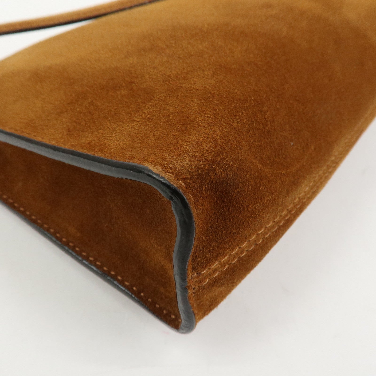 JIMMY CHOO Suede Leather Chain Shoulder Bag Hand Bag Brown