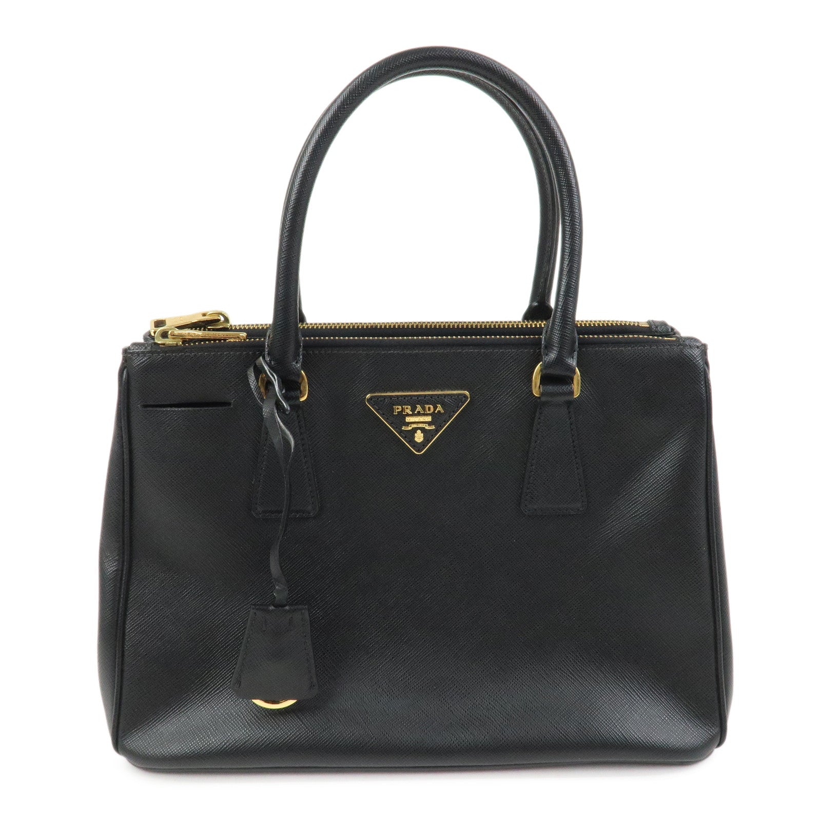 PRADA Triangle Logo Saffiano Leather 2Way Shoulder Bag Black BN2863