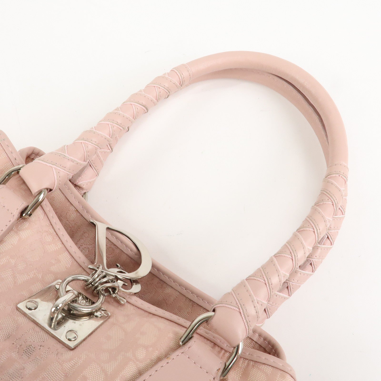 Christian Dior Trotter Leather Nylon Hand Bag Shoulder Bag Pink Used