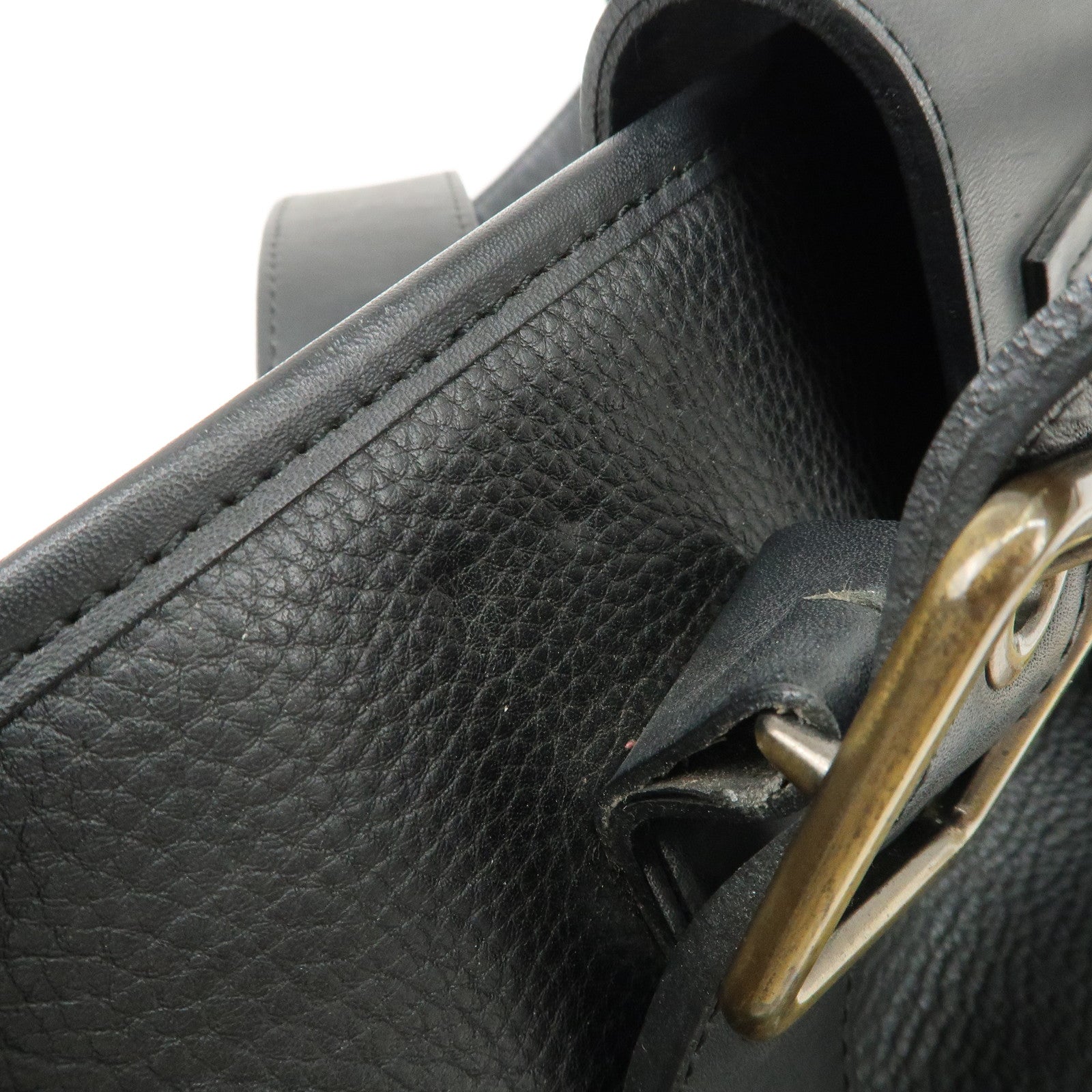 Chloe Logo Leather Shoulder Bag Hand Bag Black Gold Hardware Used