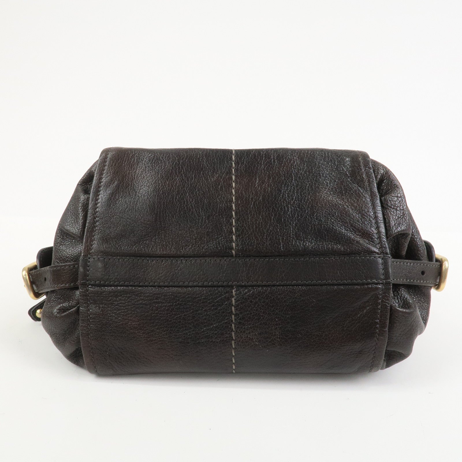 TOD'S G Line Leather 2Way Bag Hand Bag Shoulder Bag Dark Brown