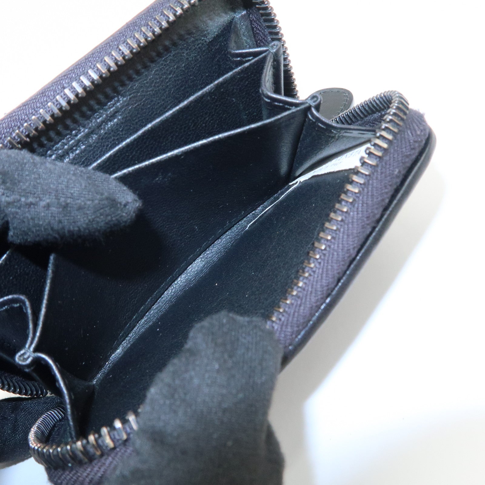 BOTTEGA VENETA Intrecciato Leather Coin Case Card Case Black