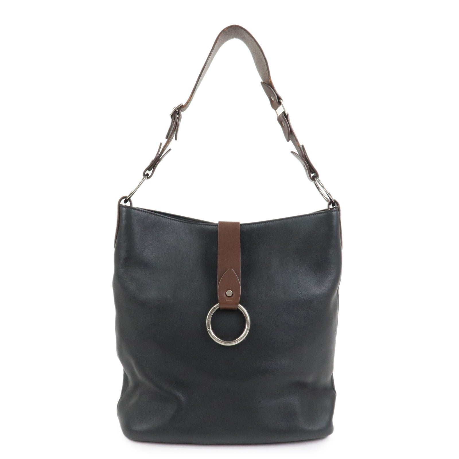 SAINT LAURENT PARIS Leather Shoulder Bag Black Brown