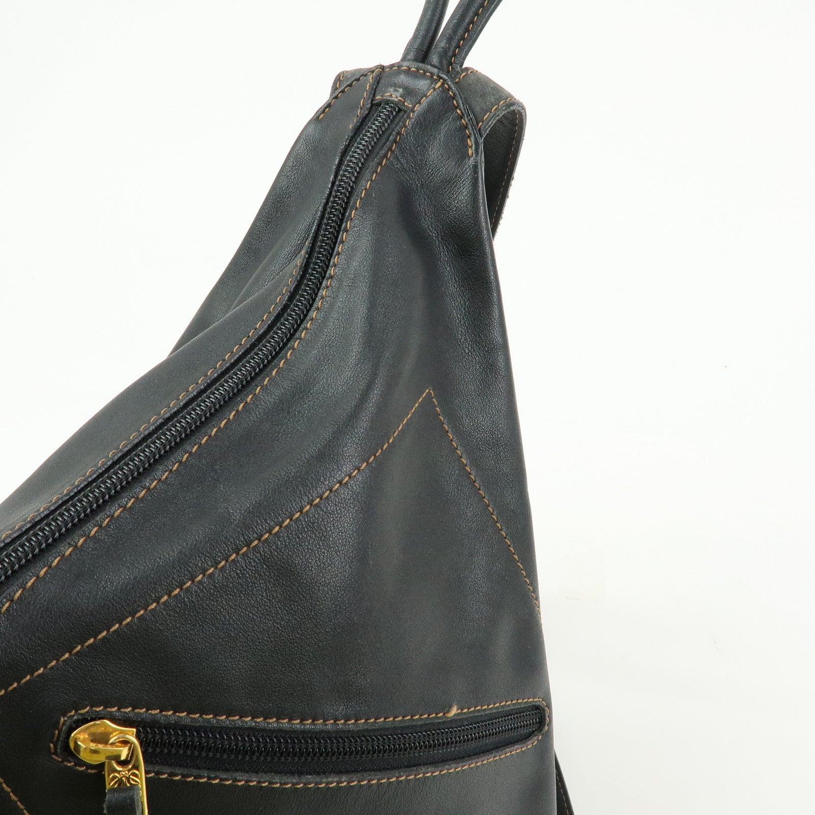 LOEWE Anton Calf Leather Backpack Rucksack Black