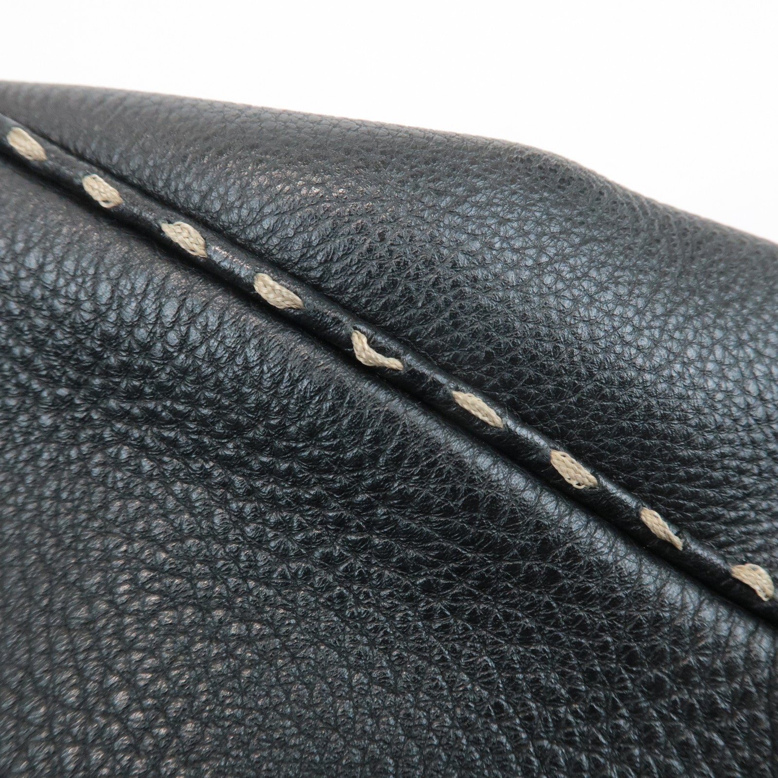 FENDI Selleria Leather Tote Bag Shoulder Bag Black 8BR489 Used