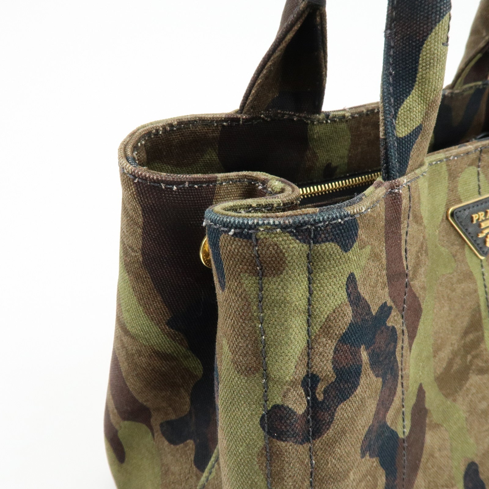PRADA Triangle Logo Canapa Mini Canvas 2Way Bag Camouflage 1BG439