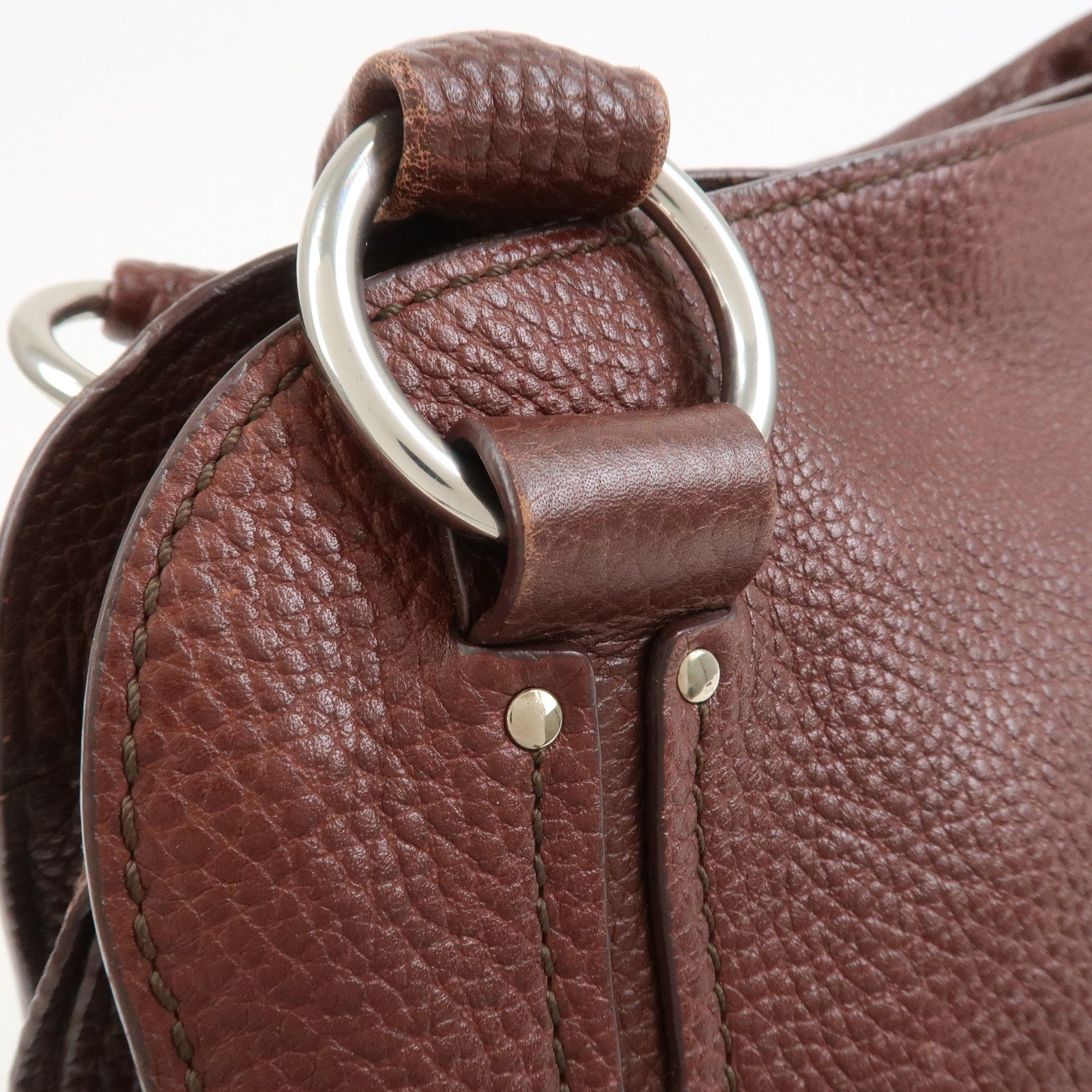 CELINE Bittersweet Leather Shoulder Bag Hand Bag Tote Bag Brown