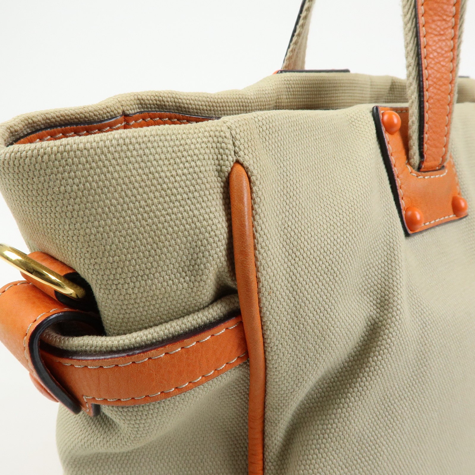 LOEWE Missy Canvas Leather 2Way Bag Tote Bag Beige Orange