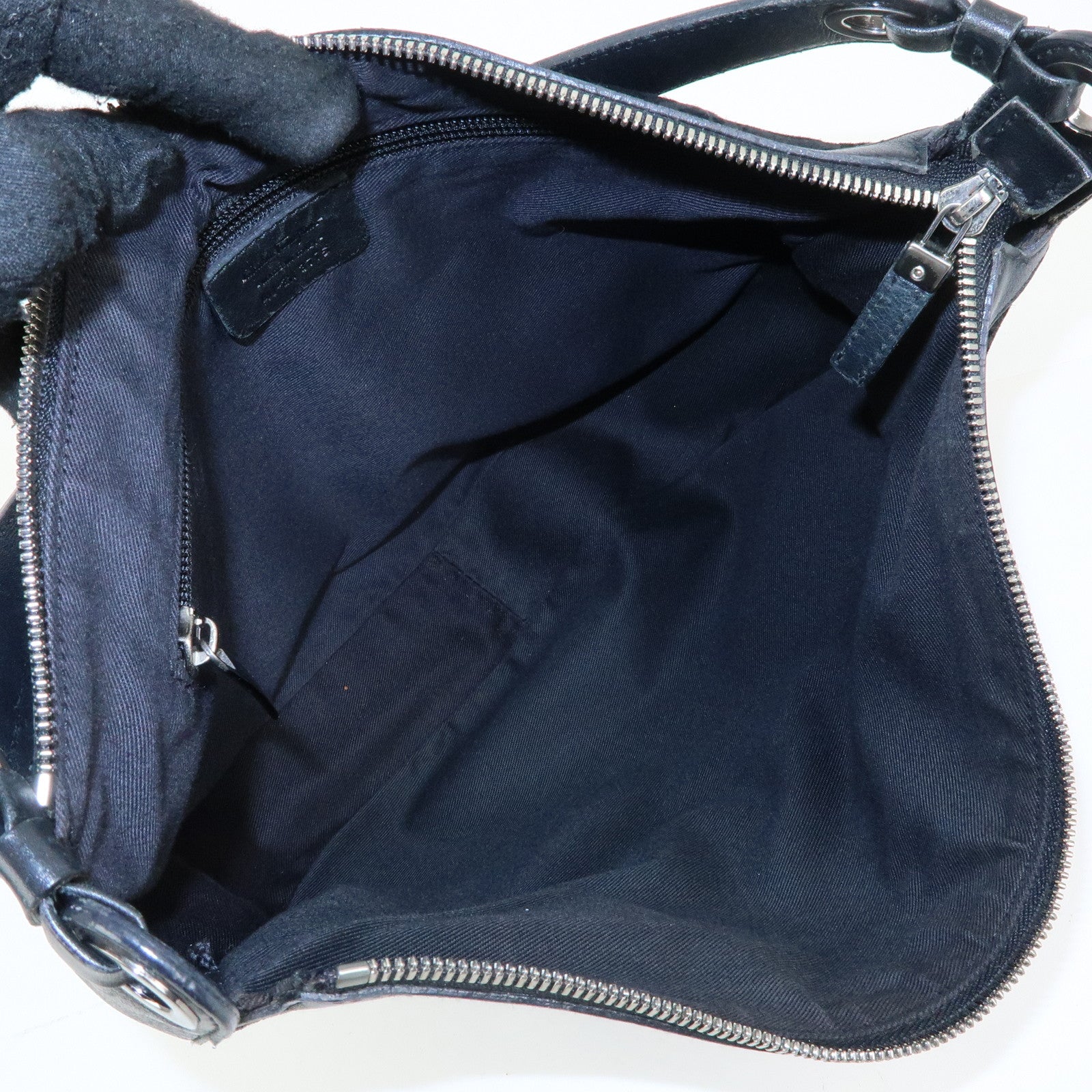 Ferragamo Gancini Suede Leather Shoulder Bag Tote Bag Black