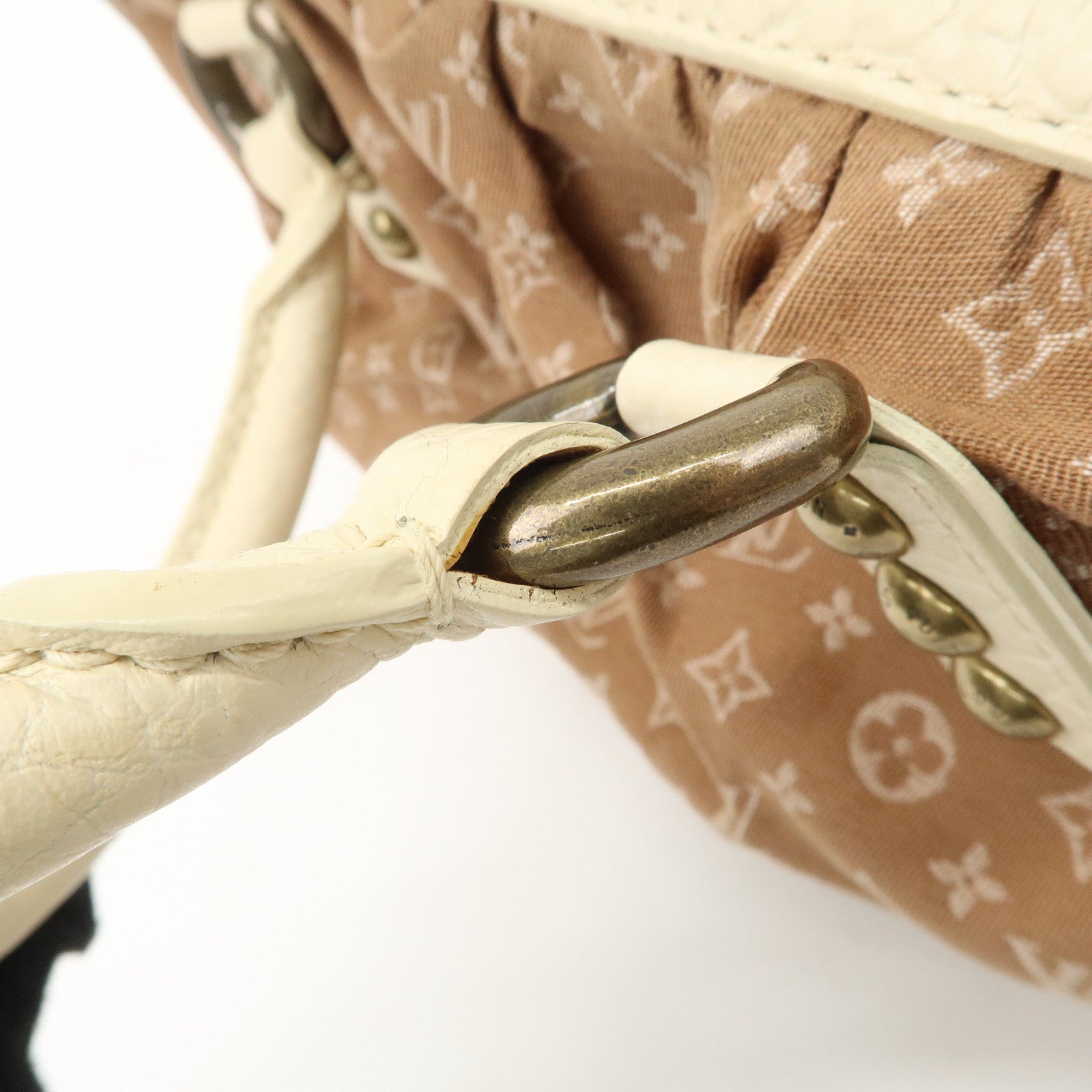 Louis Vuitton Monogram Mini Lin Trapeze PM Hand Bag Caramel M40059 Used