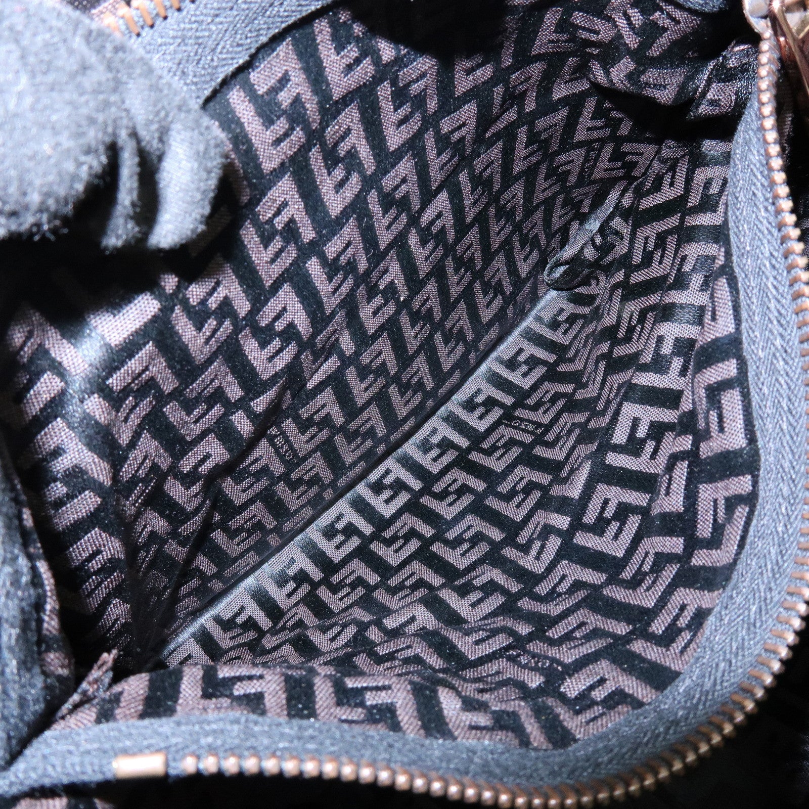 FENDI Zucchino Canvas Leather Tote Bag Hand Bag Brown 8BH018