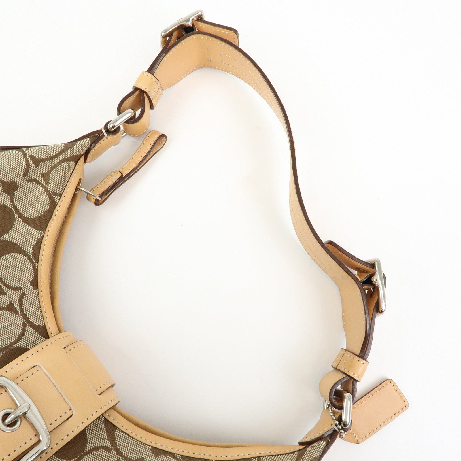 COACH Signature Canvas Leather Shoulder Bag Hand Bag Beige