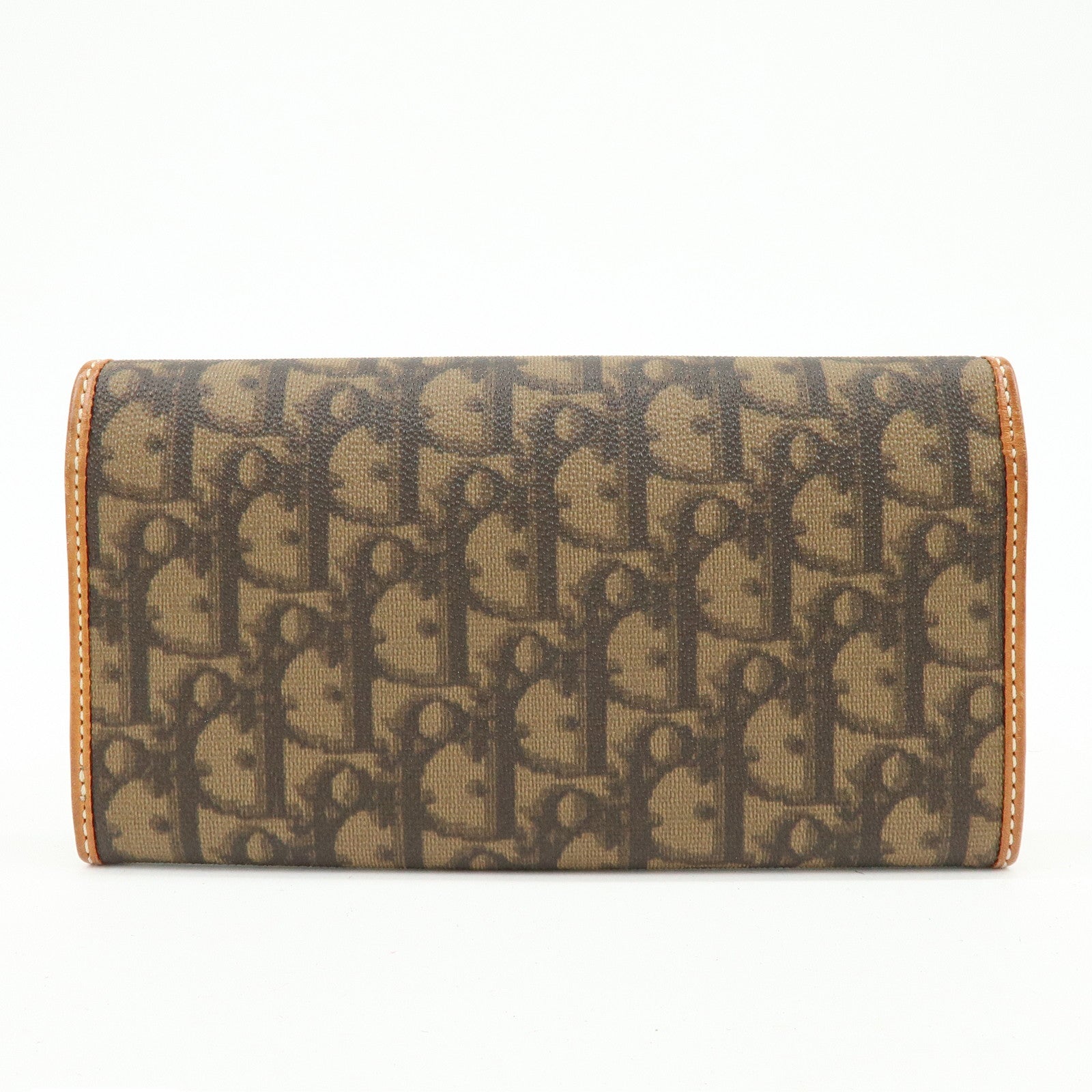 Christian Dior Trotter Romantic PVC Leather Long Flap Wallet Brown