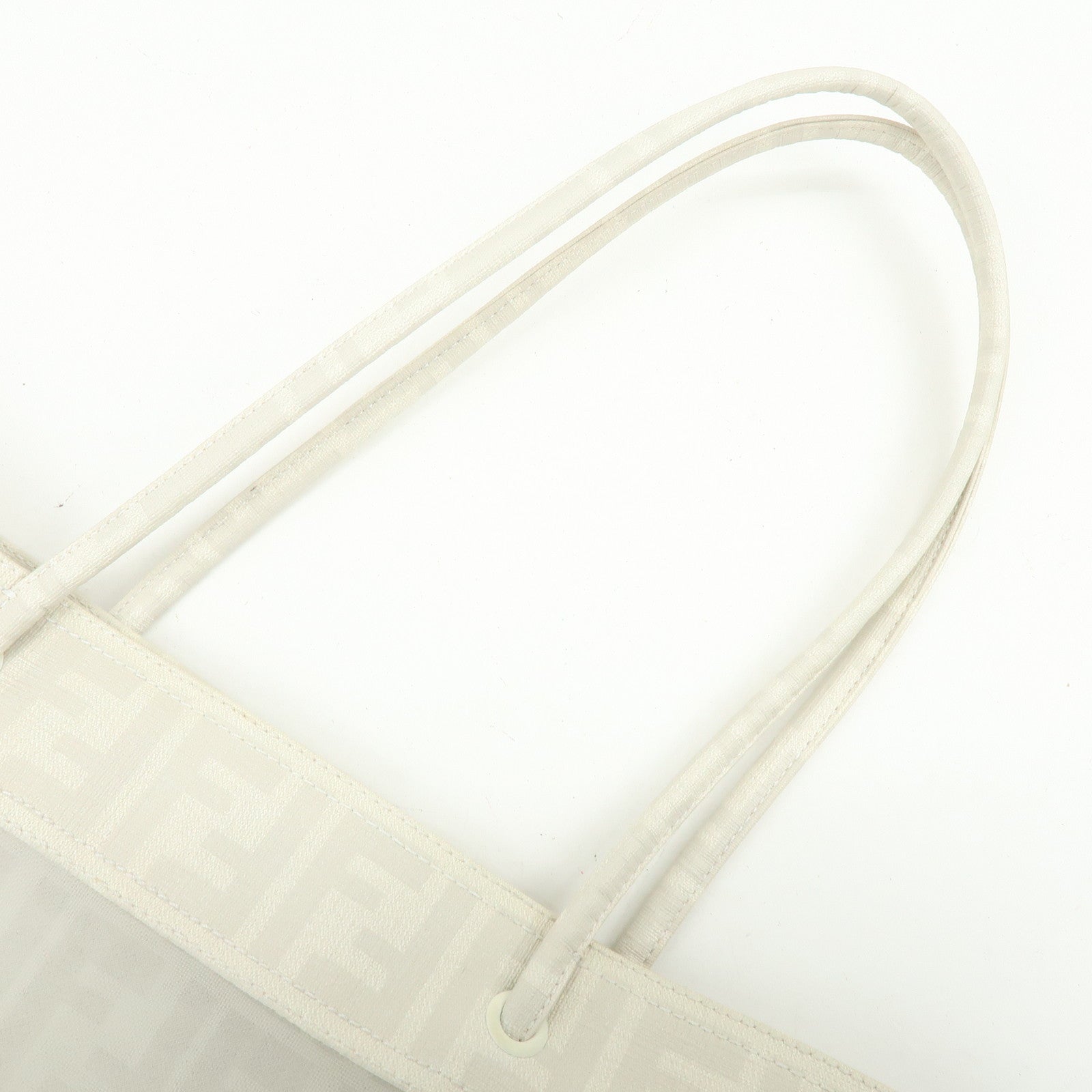 FENDI Zucca Mesh PVC Coated Tote Bag Shoulder Bag White 8BH183