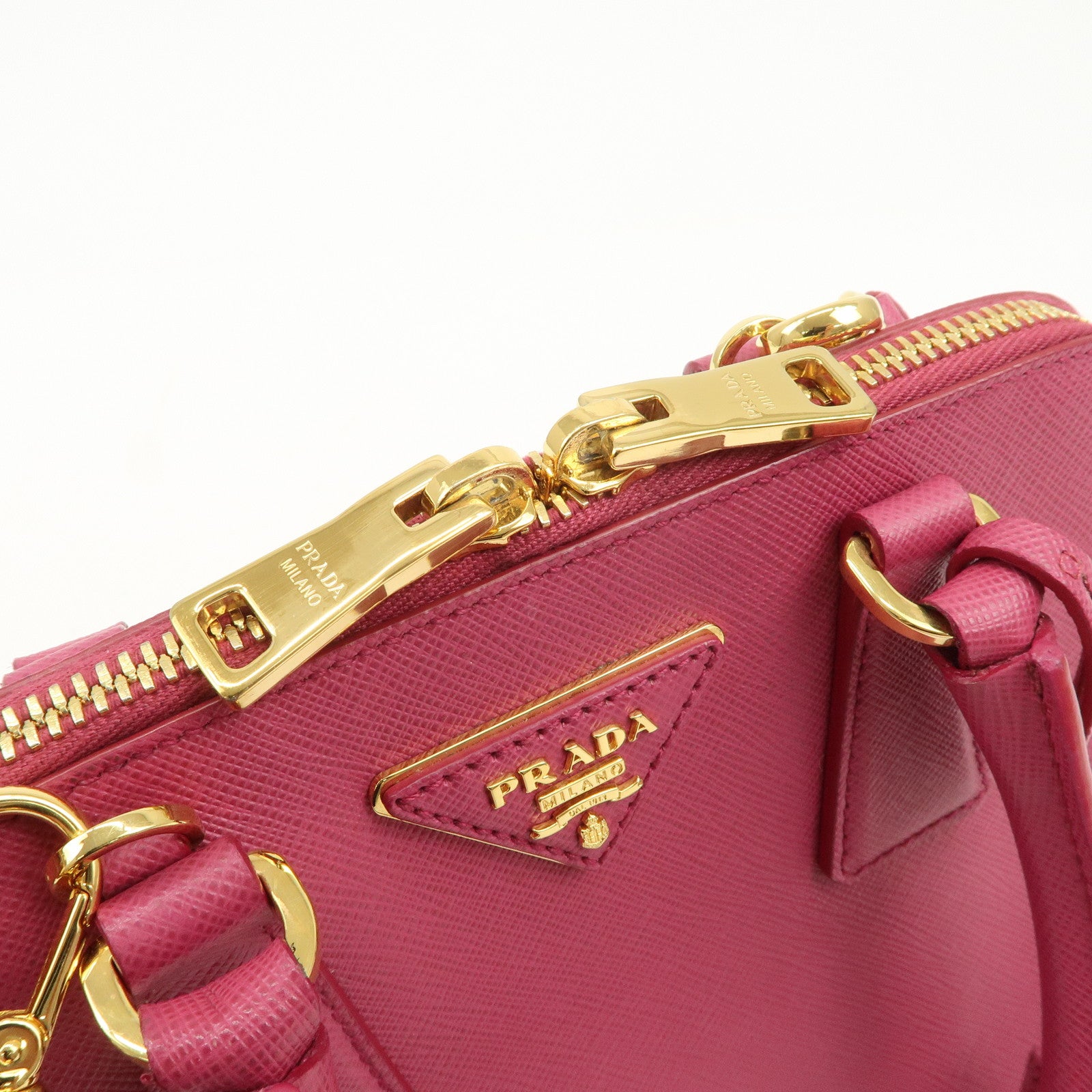 PRADA Saffiano Leather 2Way Hand Bag Shoulder Bag Pink 1BA838