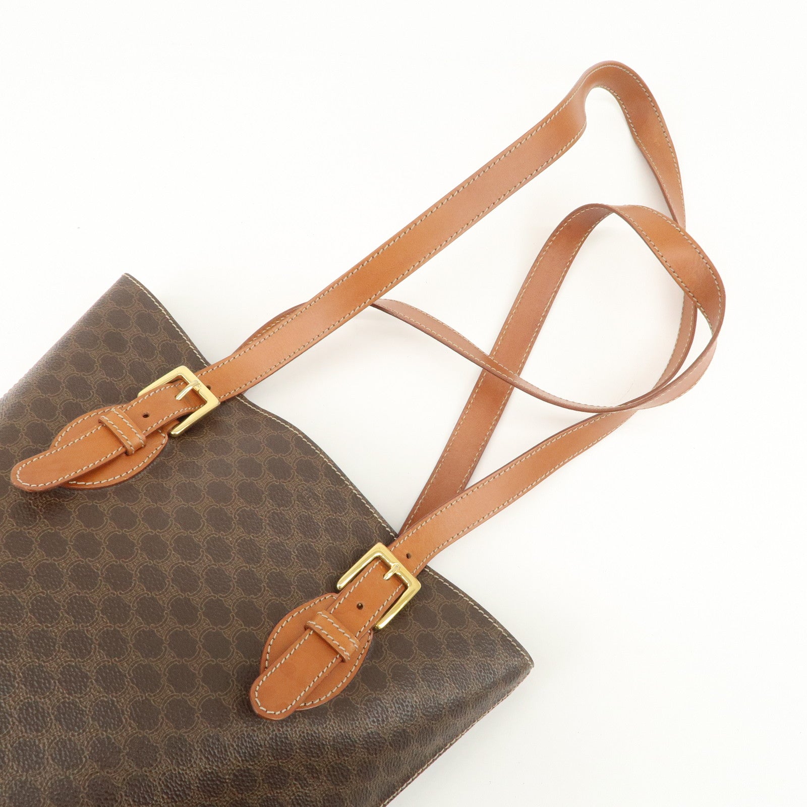 CELINE Macadam PVC Leather Tote Bag Shoulder Bag Brown