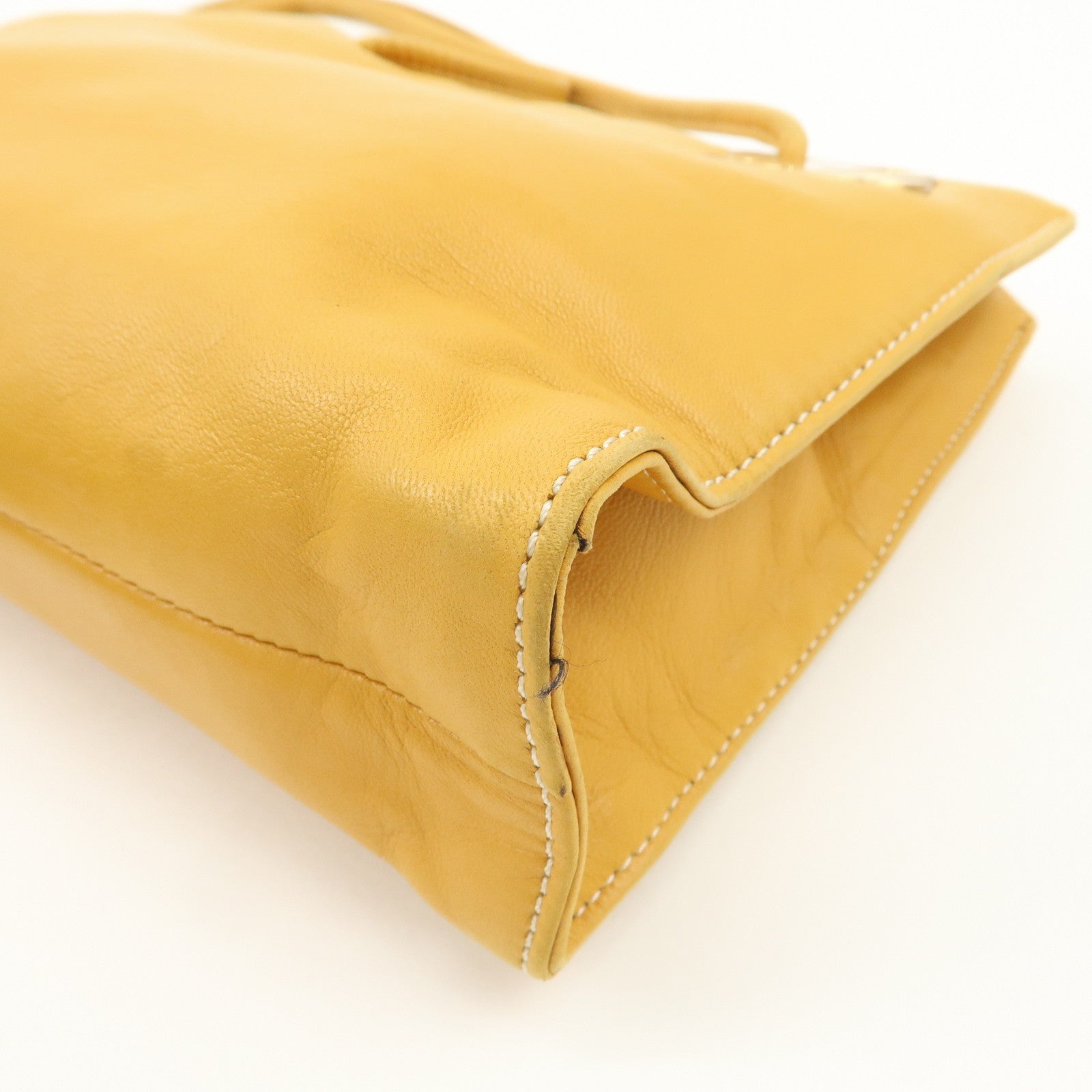 LOEWE Logo Nappa Leather Shoulder Bag Hand Bag Yellow