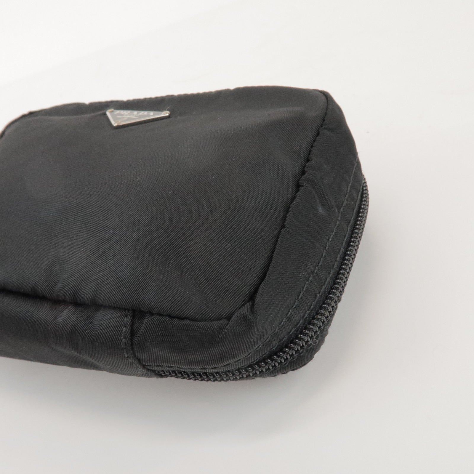 PRADA Triangle Logo Nylon Set of 2 Pouch Black Purple