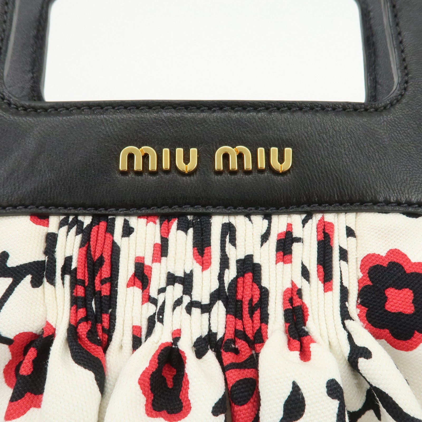 MIU MIU Flower Print 2Way Hand Bag Japan Limited White Black Red
