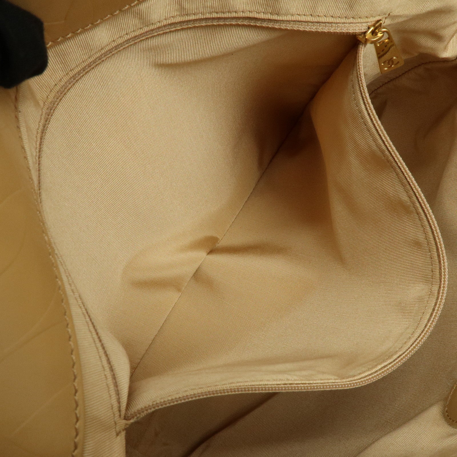 CHANEL COCO Mark Leather Tote Bag Shoulder Bag Beige