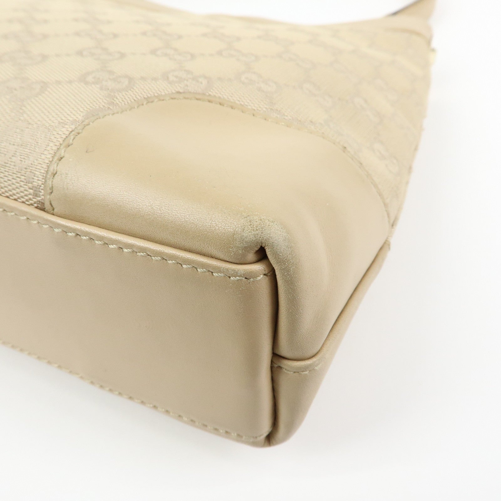 GUCCI GG Canvas Leather Shoulder Bag Hand Bag Beige 33900