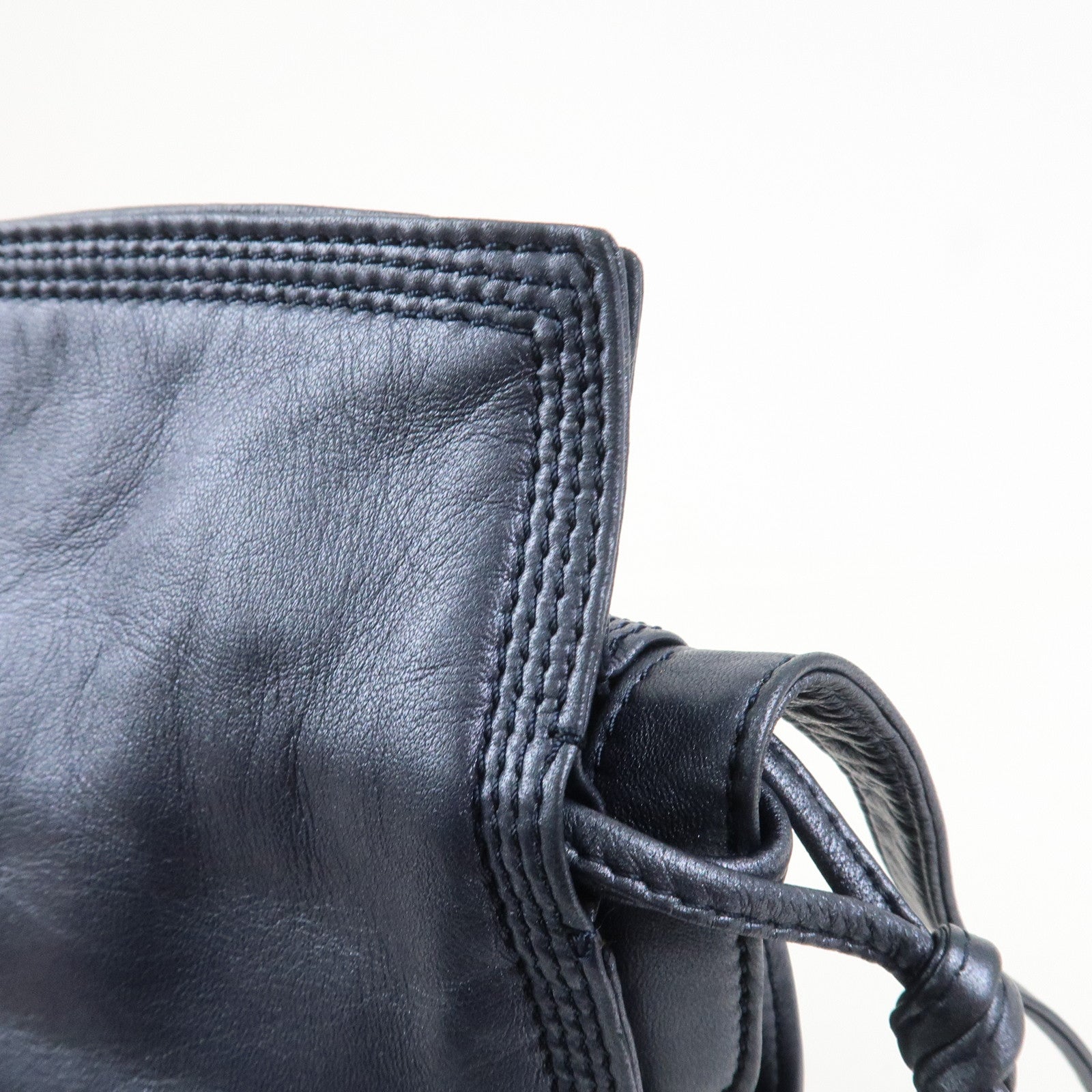 LOEWE Anagram Leather Shoulder Bag Hand Bag Metallic Blue