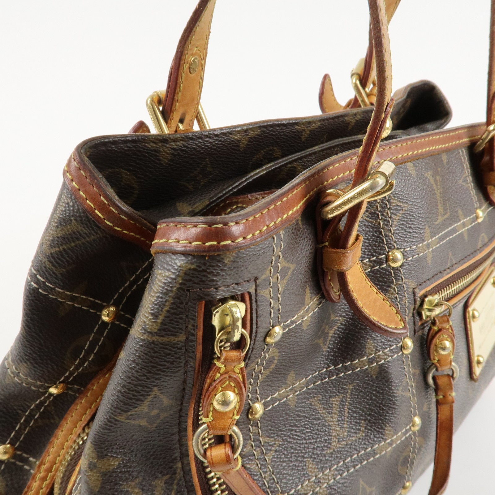 Louis Vuitton Monogram Canvas Rivet Hand Bag Shoulder Bag M40140 Used