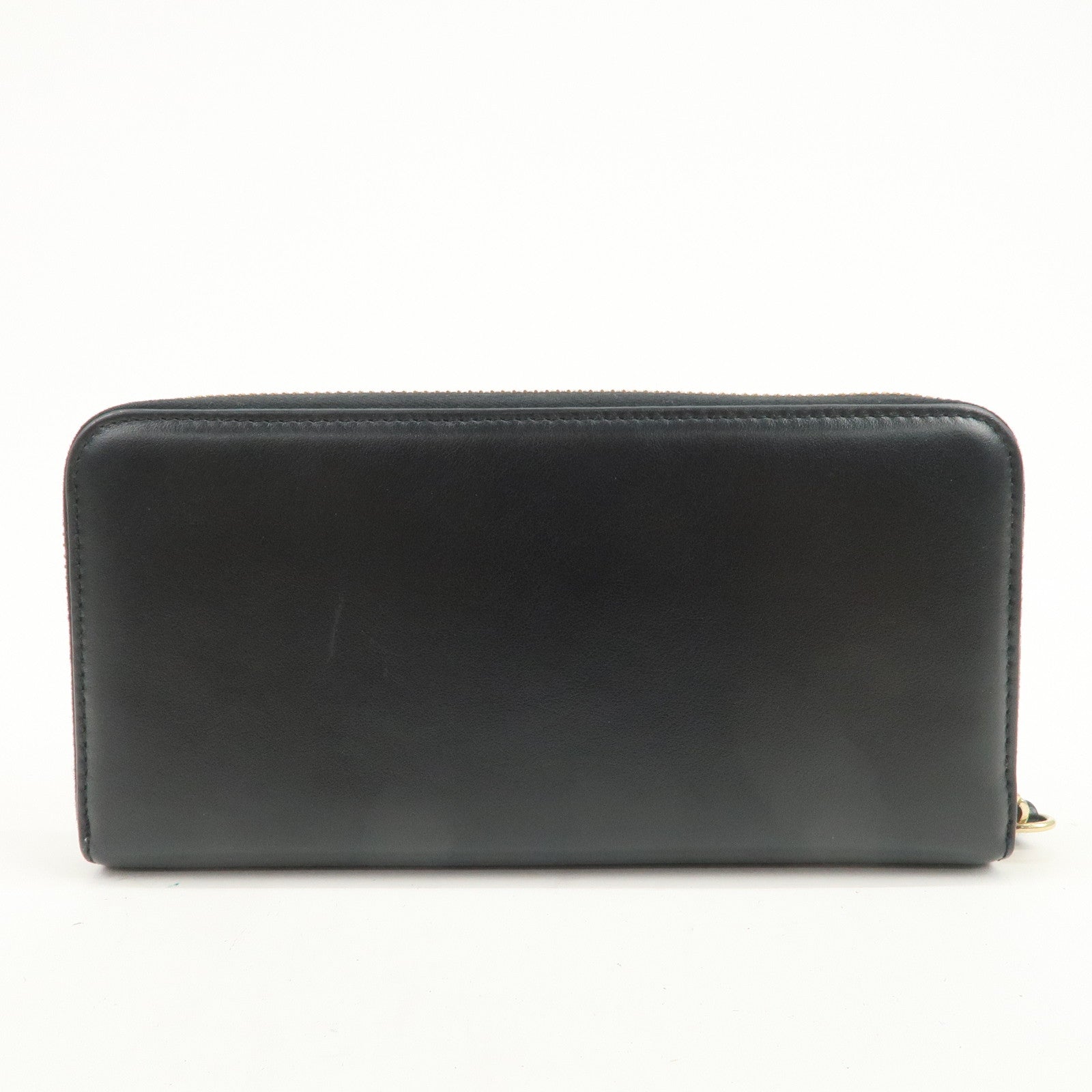 Chloe Logo Leather Round Zippy Long Wallet Black