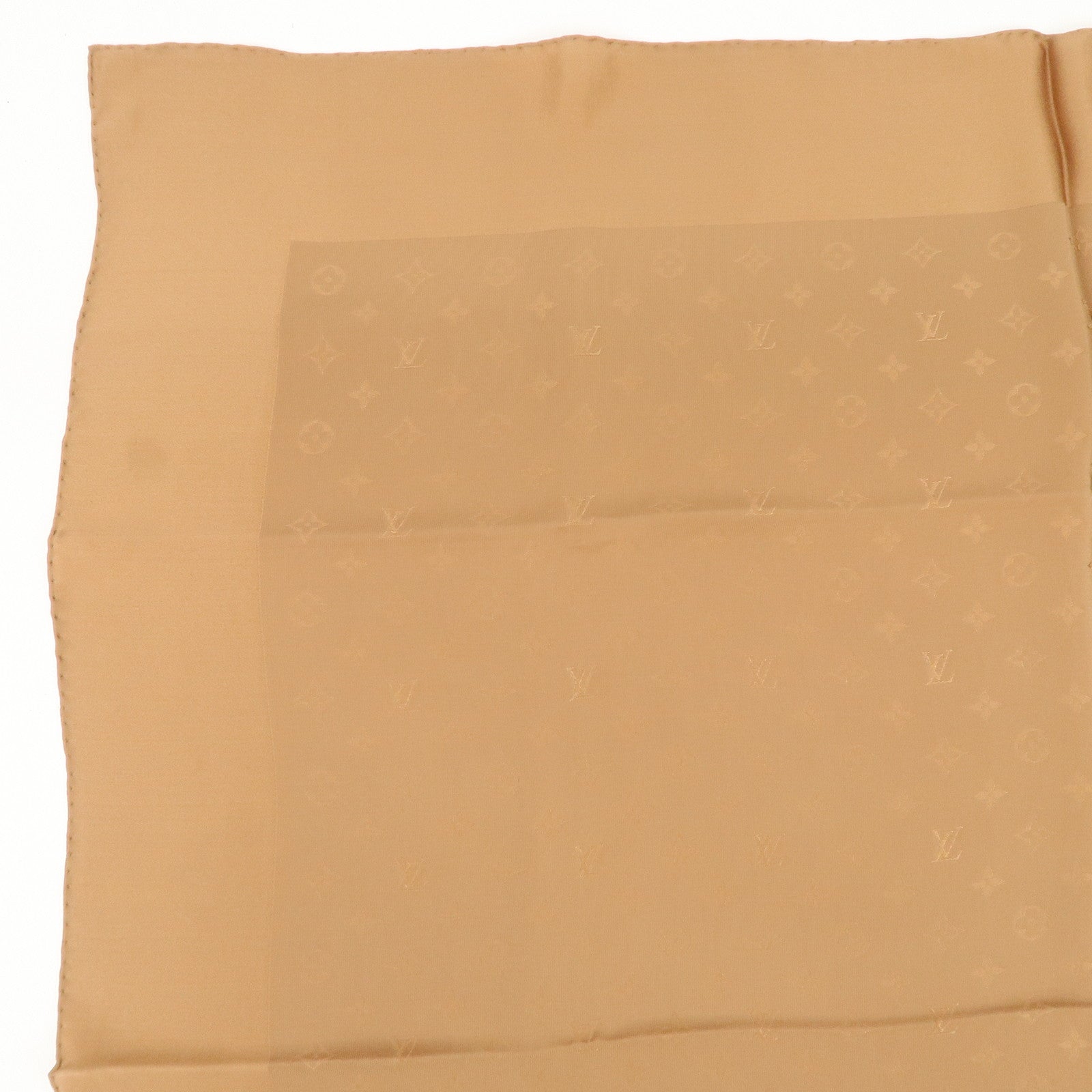 Louis Vuitton Monogram Logo Silk 100％ Scarf Caramel