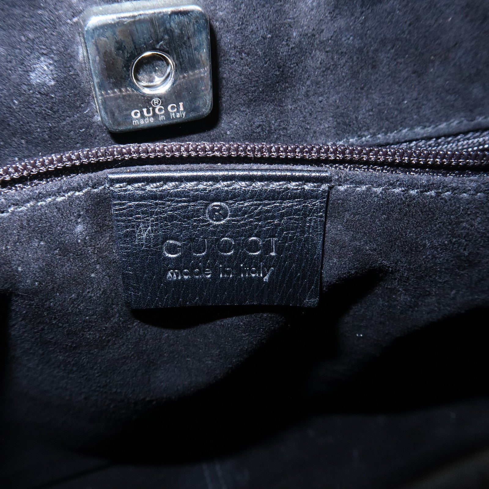 GUCCI Bamboo Leather Shoulder Bag Hand Bag Black 001.3760