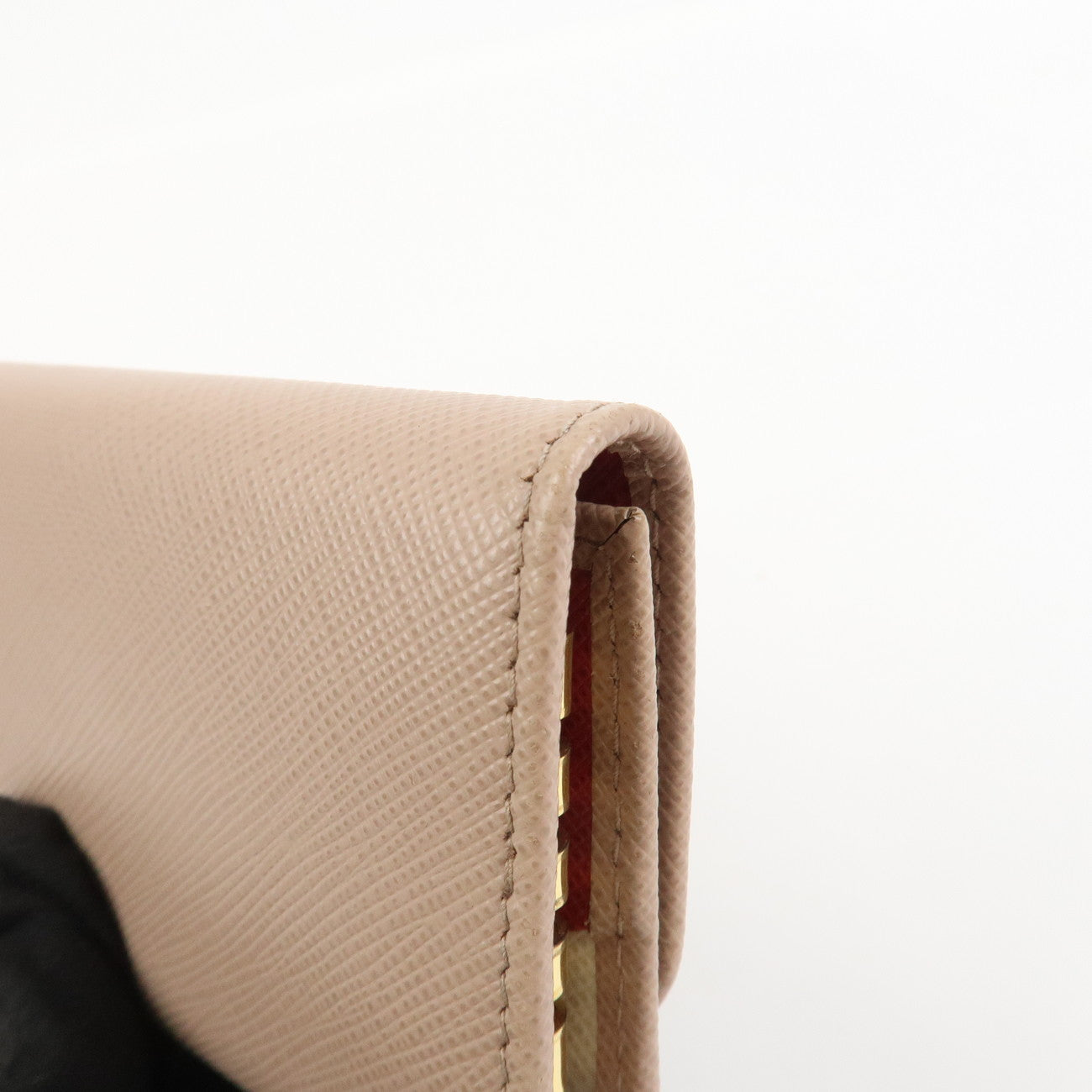 PRADA Saffiano Leather 4 Rings Key Case Key Holder PinkBeige 1PG004