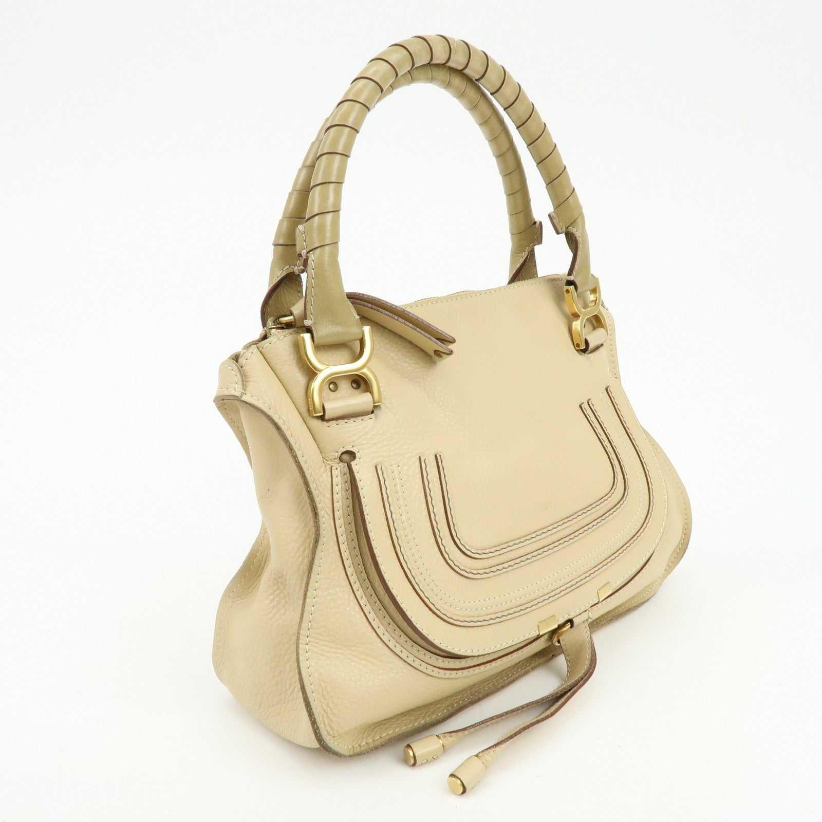 Chloe Mercy Leather Shoulder Bag Hand Bag Beige