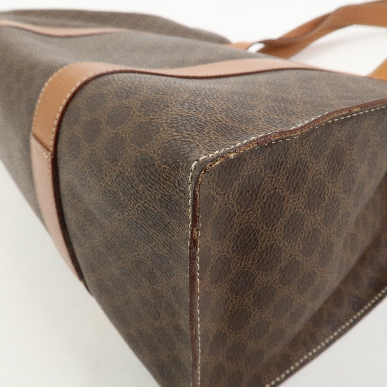 CELINE Macadam PVC Canvas Leather Tote Bag Shoulder Bag Brown