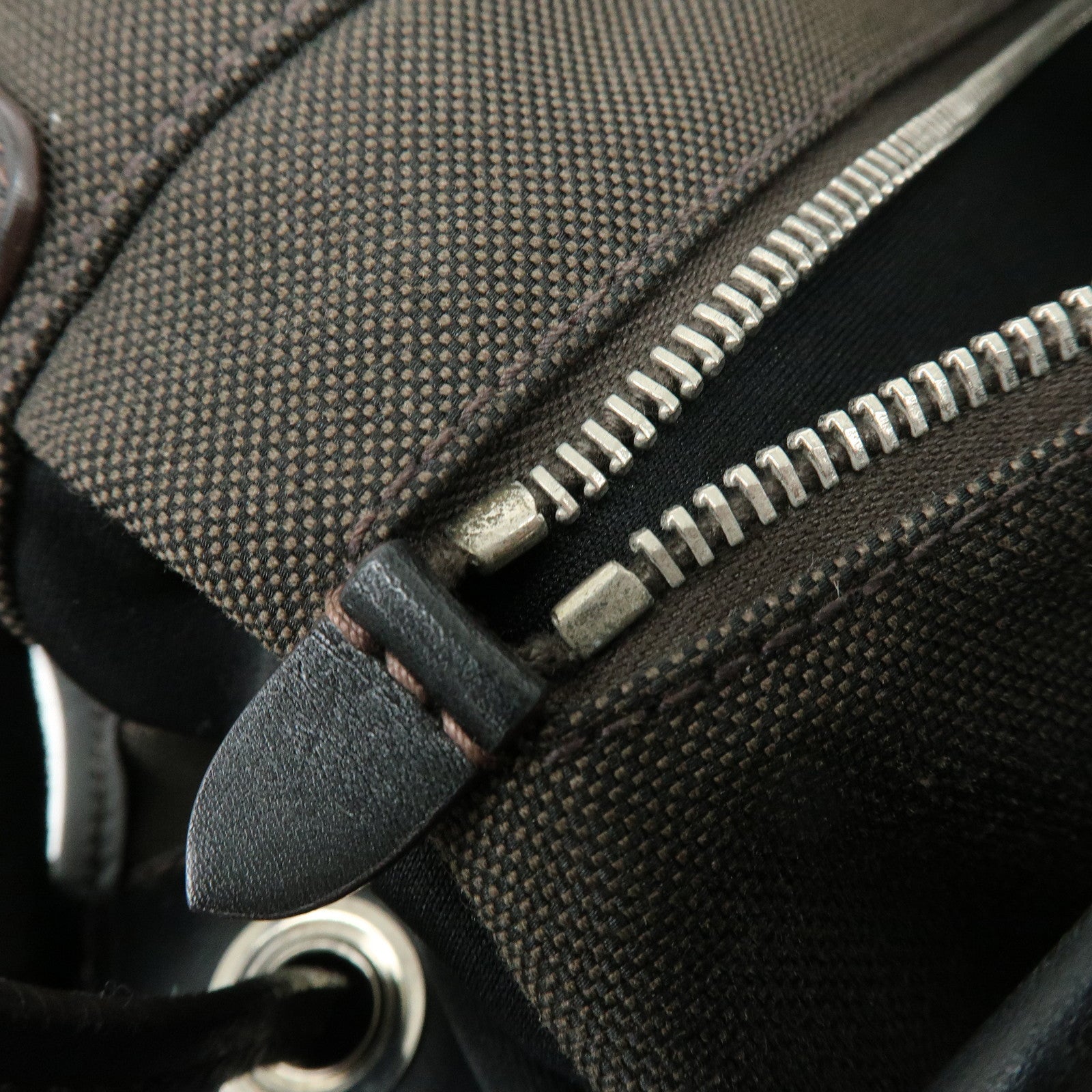 PRADA Logo Jacquard Leather Shoulder Bag Crossbody Bag Dark Brown