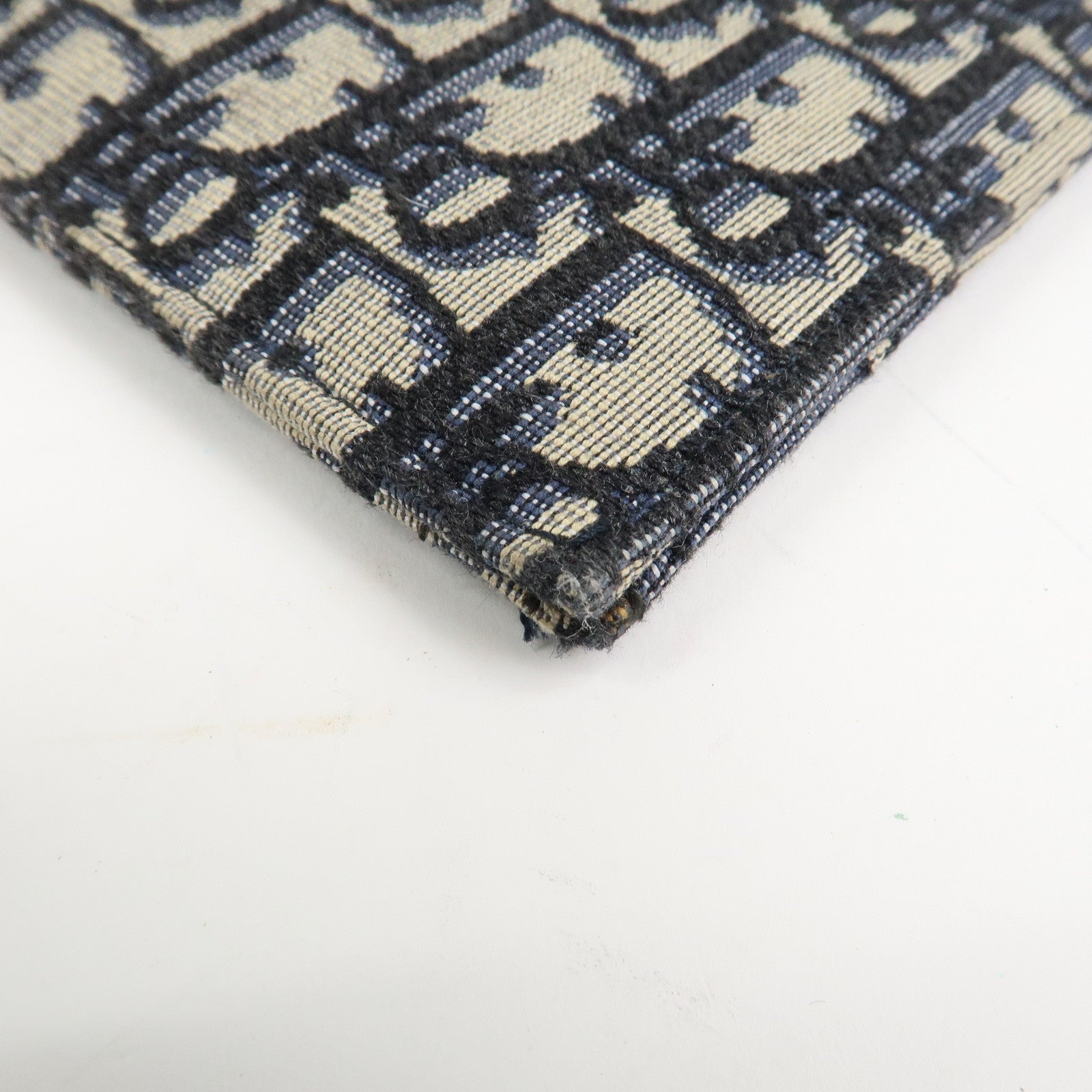 Christian Dior Oblique Canvas Clutch Bag Pouch Navy