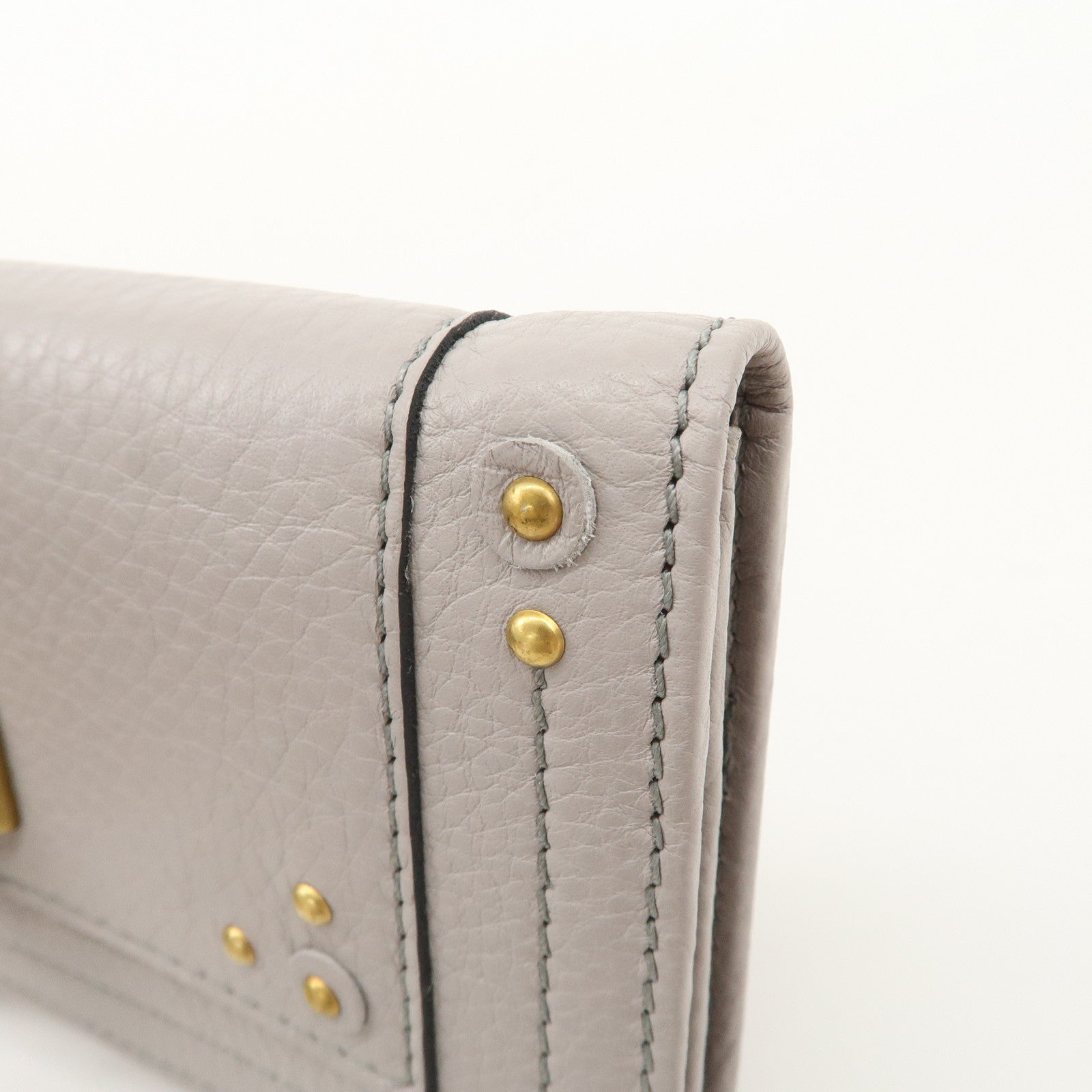 Chloe Paddington Leather Bi-fold Long Wallet Gray Used