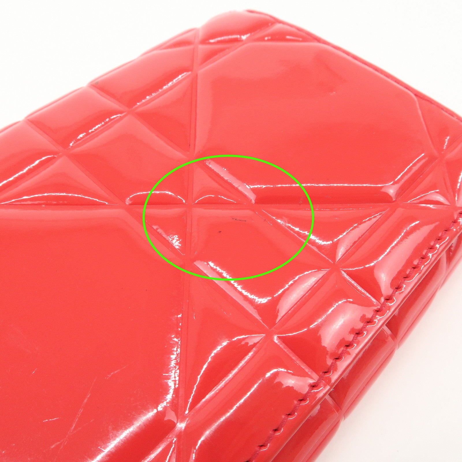 Christian Dior Cannage Patent Leather Bi-Fold Long Wallet Red