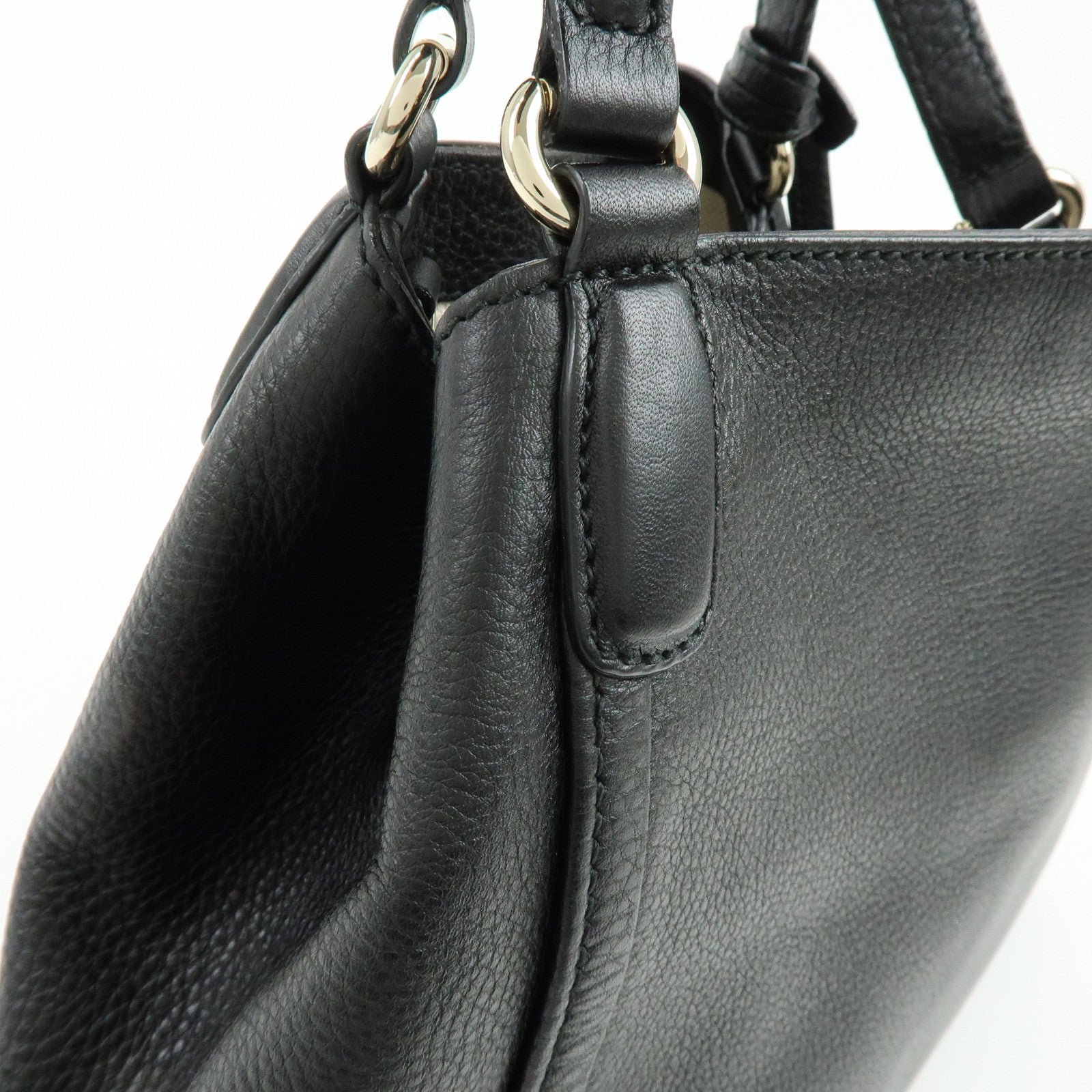 GUCCI SOHO Interlocking G Calf 2Way Hand Shoulder Bag Black 336751