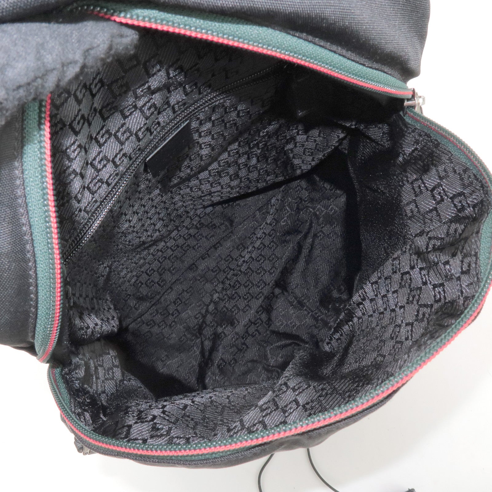 GUCCI Sherry Nylon Web Zipper Line Backpack Rucksack Black 122349