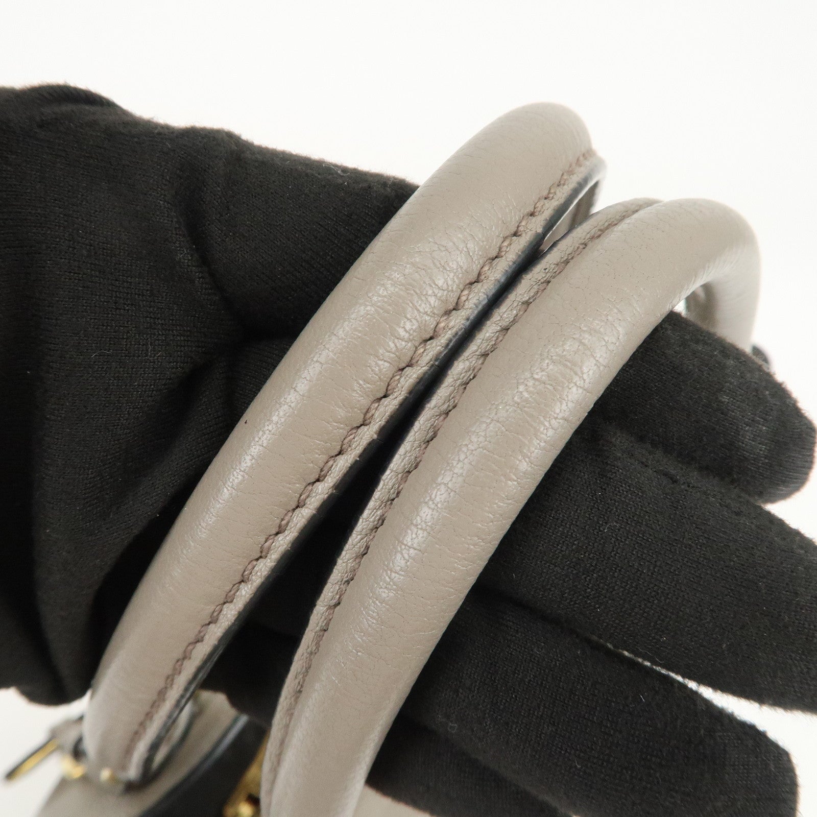 PRADA Logo Leather 2Way Bag Hand Bag Shoulder Bag Gray 1BA058