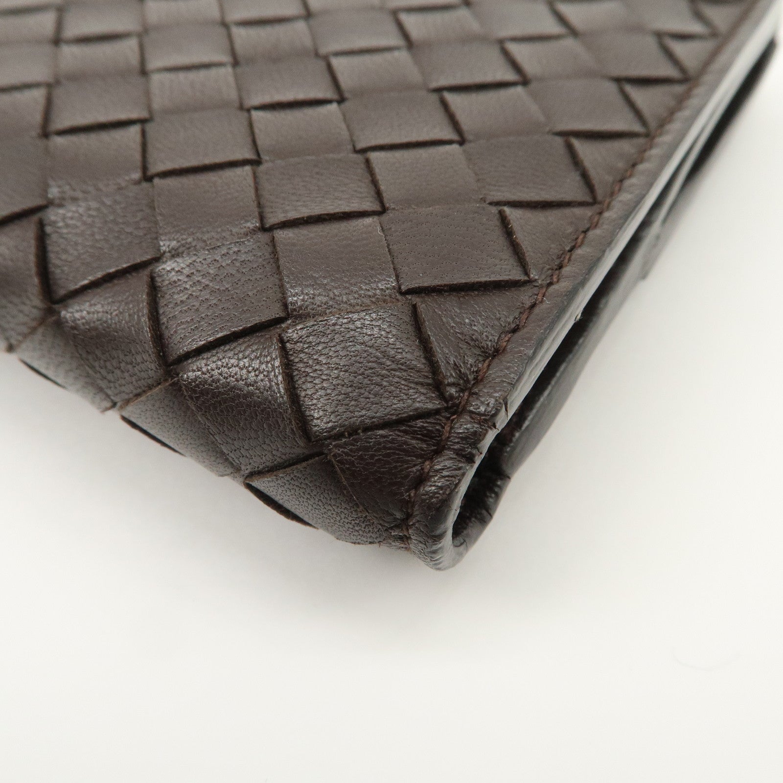 Bottega Veneta Intrecciato Leather Bi-fold Comact Wallet Brown