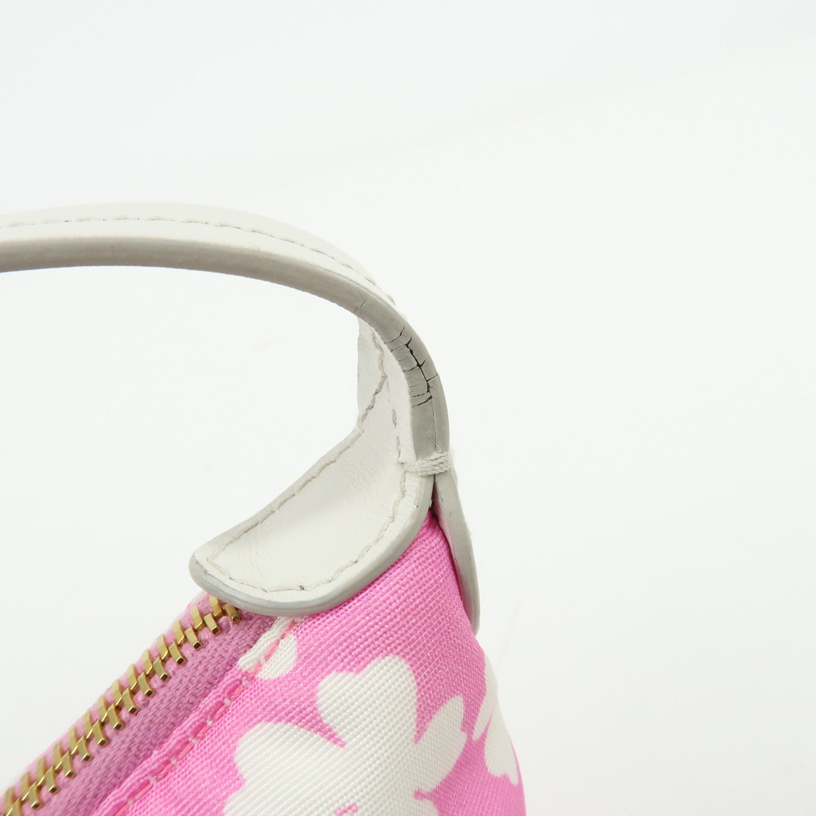 MIU MIU Spirit Canvas Leather Mini Hand Bag Pink White 5NE841