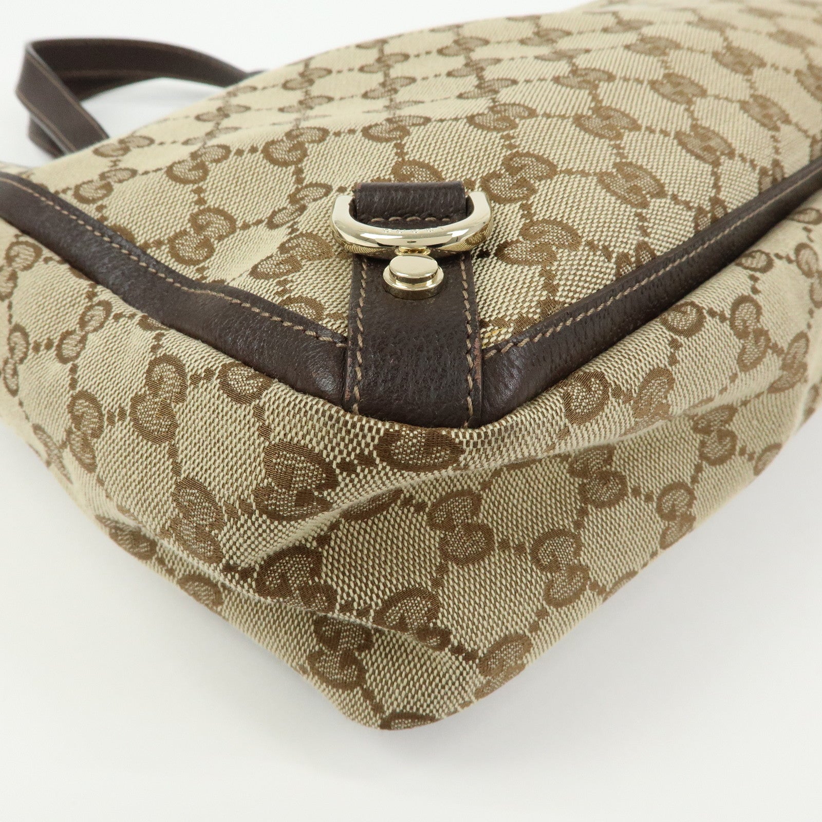 GUCCI GG Canvas Leather Tote Bag Shoulder Bag Beige Brown 170004