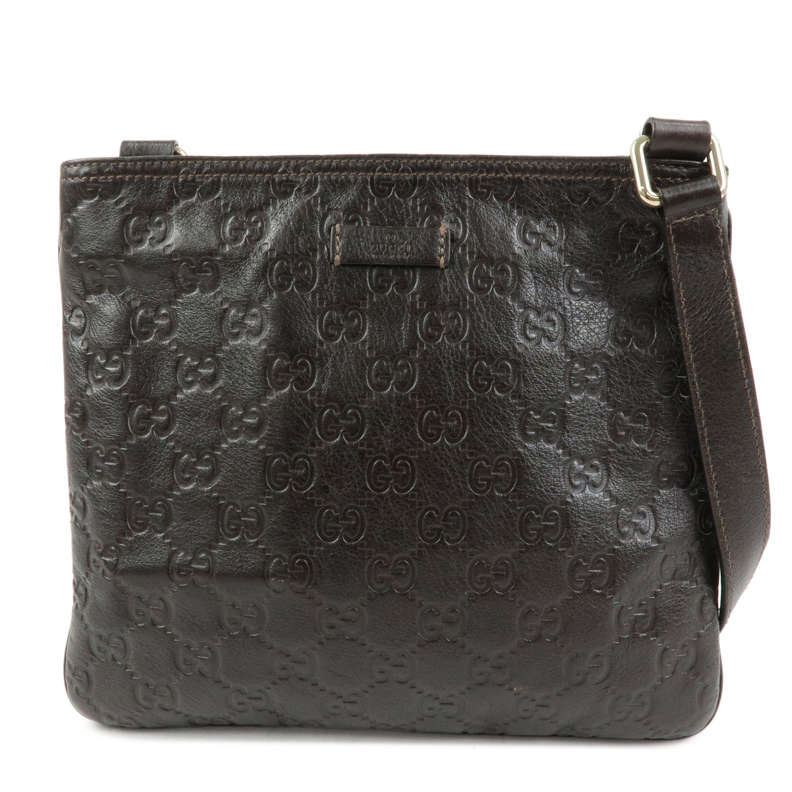 GUCCI Guccissima Leather Shoulder Bag Crossbody Bag Dark Brown