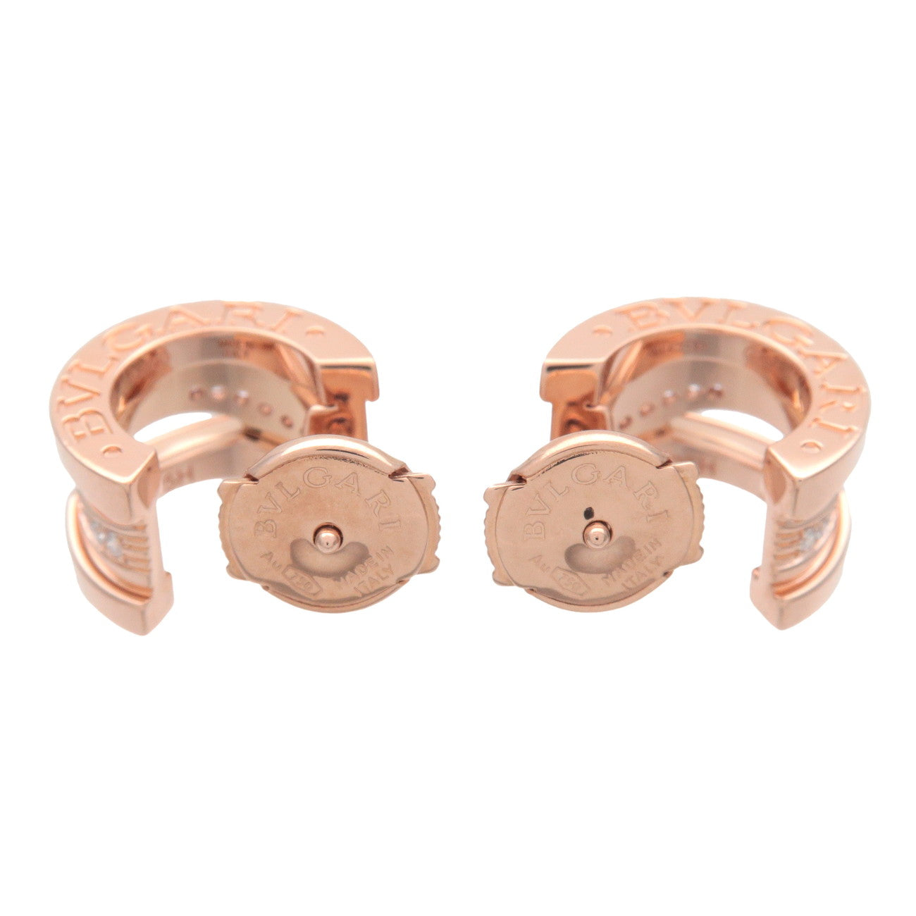BVLGARI B-zero1 Hoop Earrings Diamond K18PG 750 Rose Gold